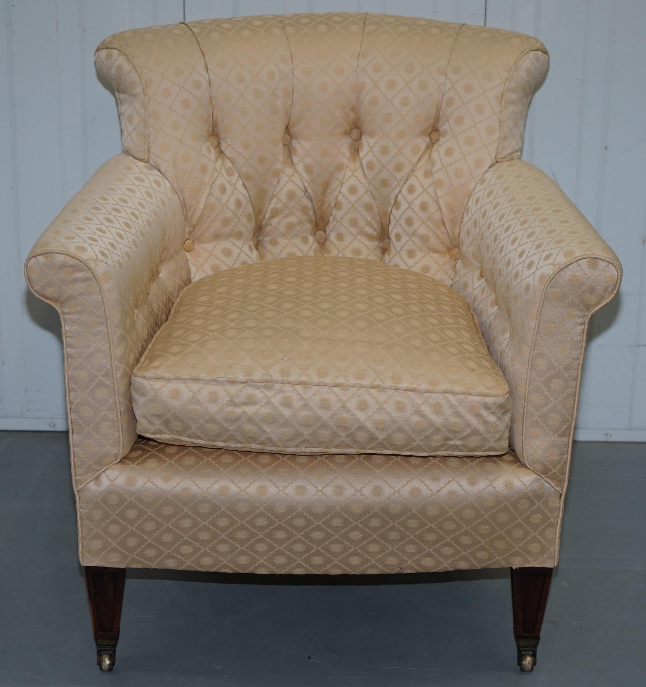 We are delighted to offer for sale this lovely original Victorian Chesterfield buttoned fabric upholstered tub club armchair after Howard & Son’s


A very good looking period club armchair in sublime condition, the style was originally made by