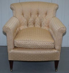 Lovely Period Victorian Chesterfield Buttoned Fabric Upholstered Tub Armchair