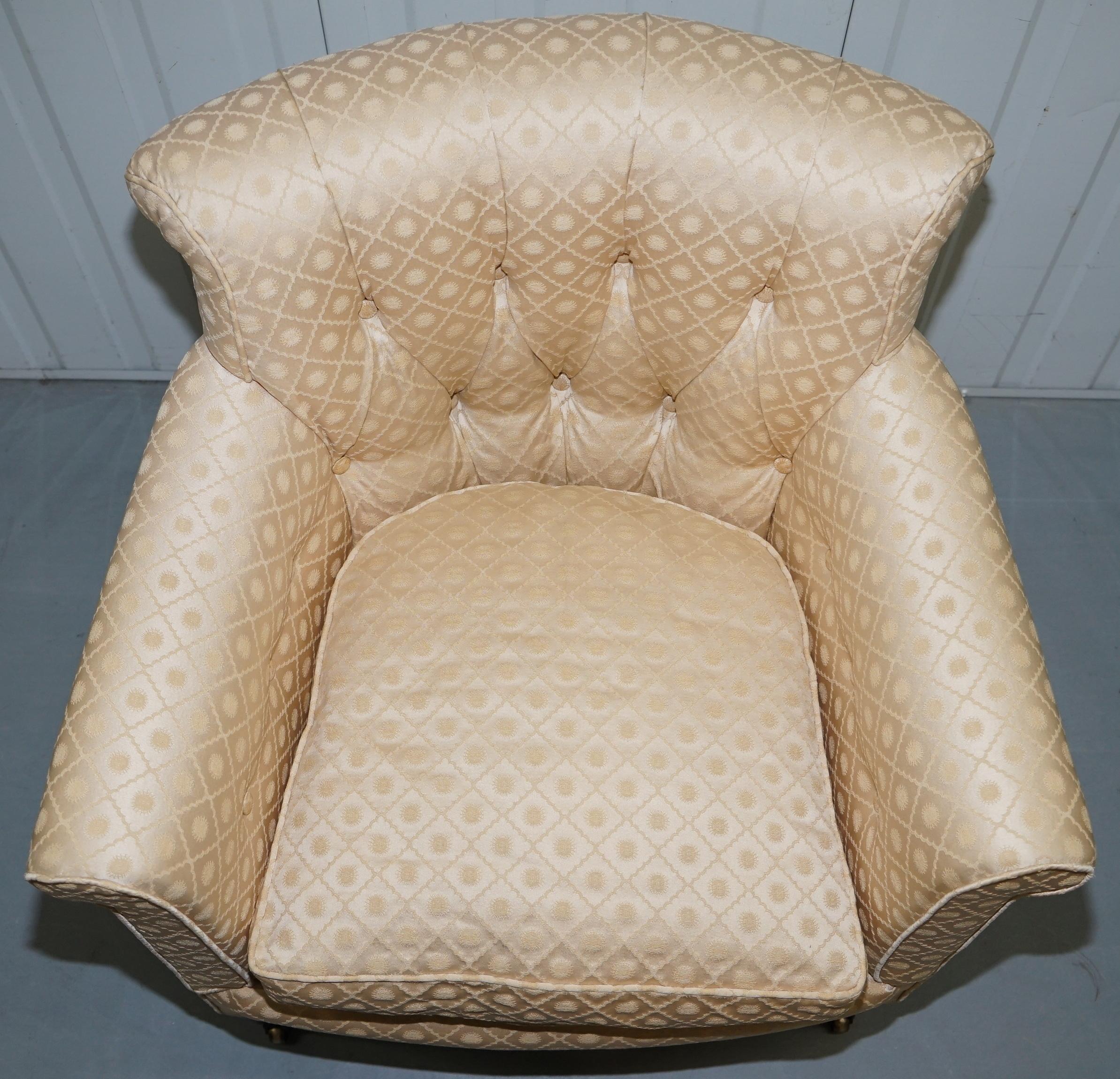 Hand-Crafted Lovely Period Victorian Chesterfield Buttoned Fabric Upholstered Tub Armchair
