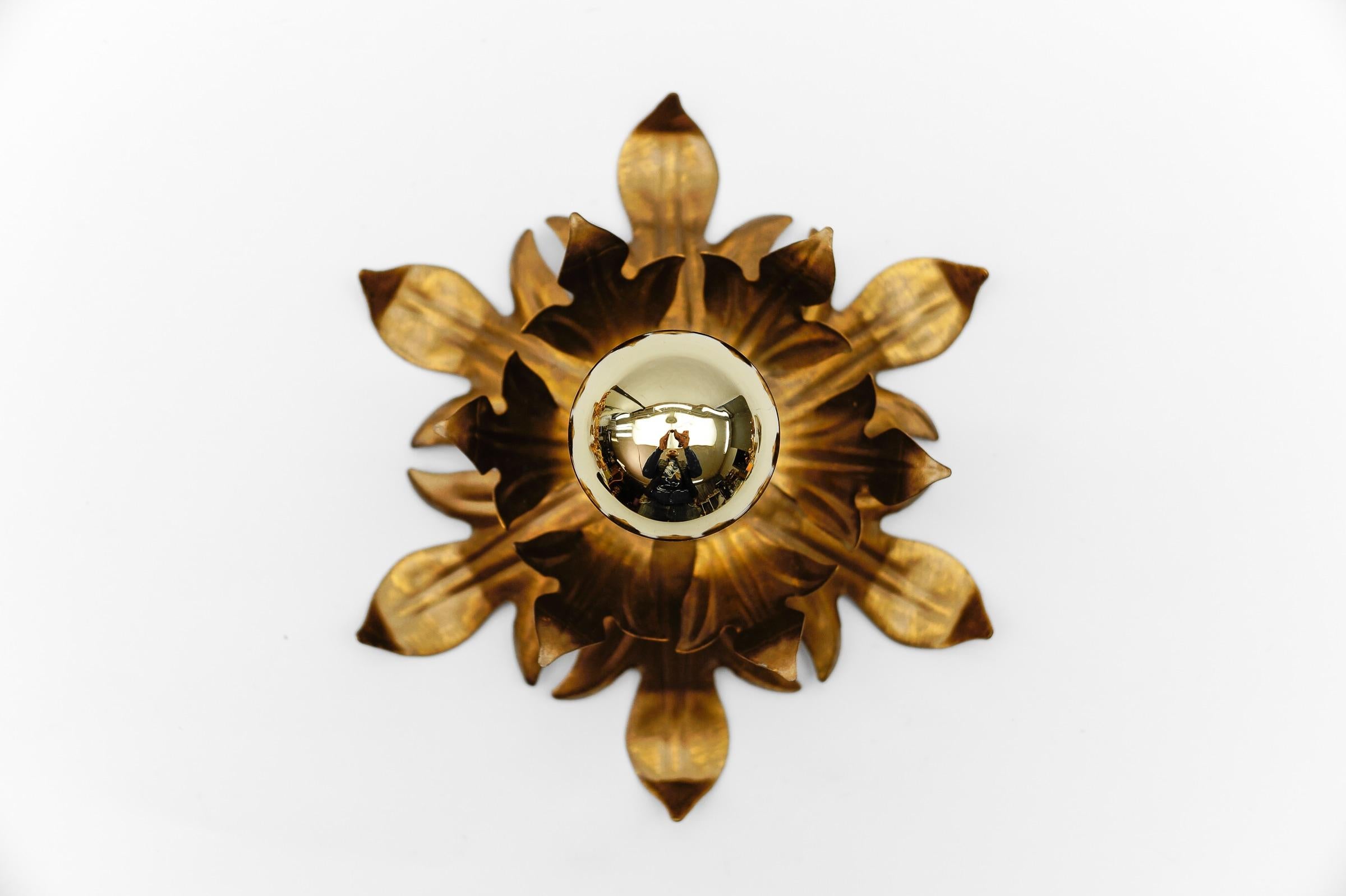 Lovely Petit Gilded Florentine Ceiling Lamp by Kögl, Germany, 1960s For Sale 3