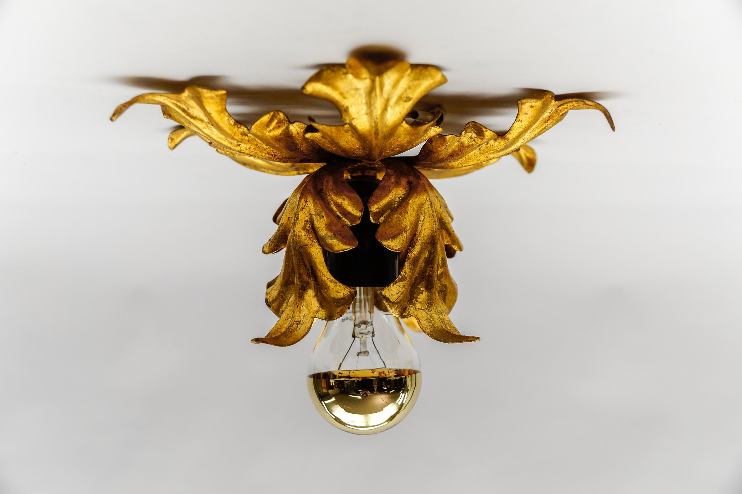 Hollywood Regency Lovely Petit Gilded Florentine Ceiling Lamp by Kögl, Germany, 1960s For Sale