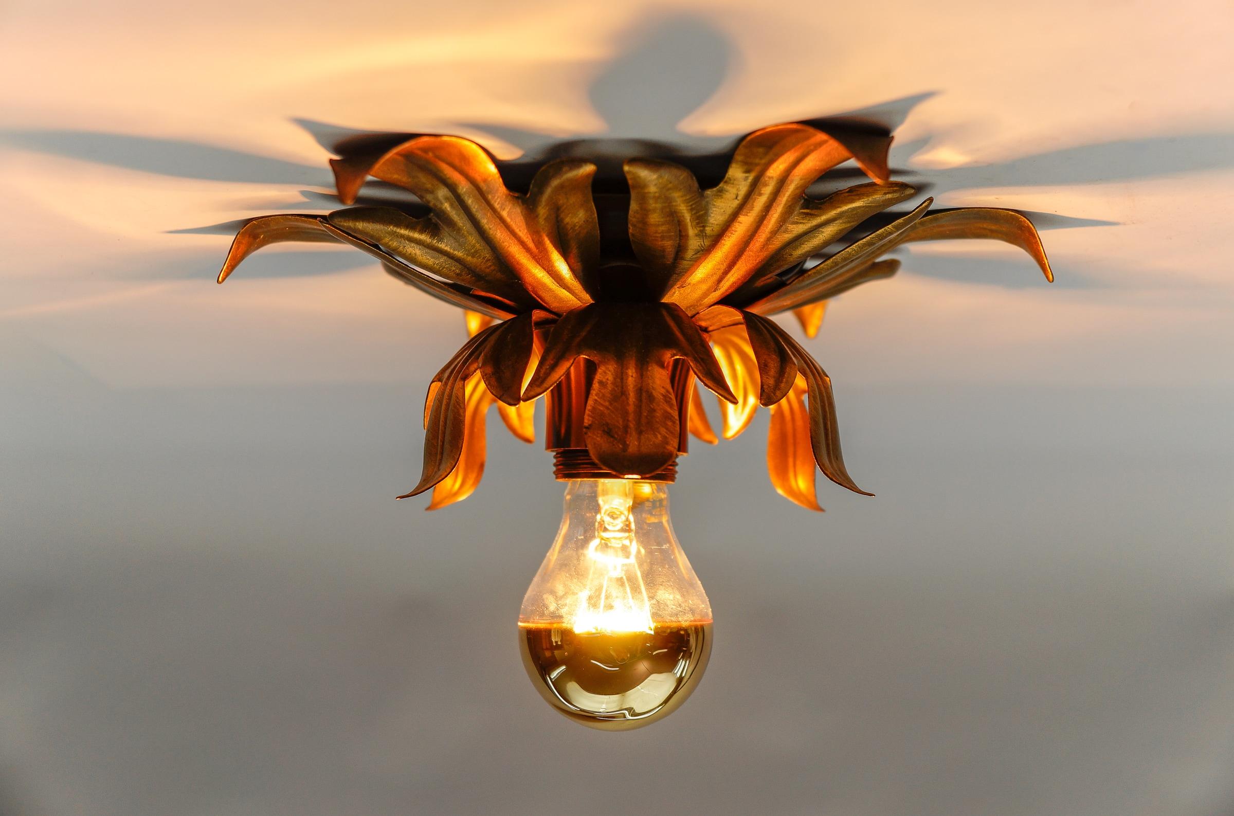Gilt Lovely Petit Gilded Florentine Ceiling Lamp by Kögl, Germany, 1960s For Sale