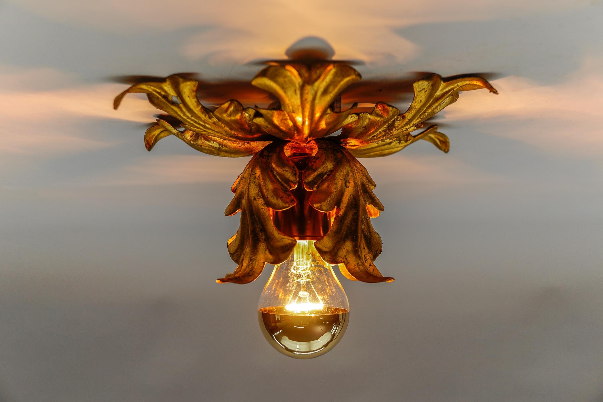 Gilt Lovely Petit Gilded Florentine Ceiling Lamp by Kögl, Germany, 1960s For Sale