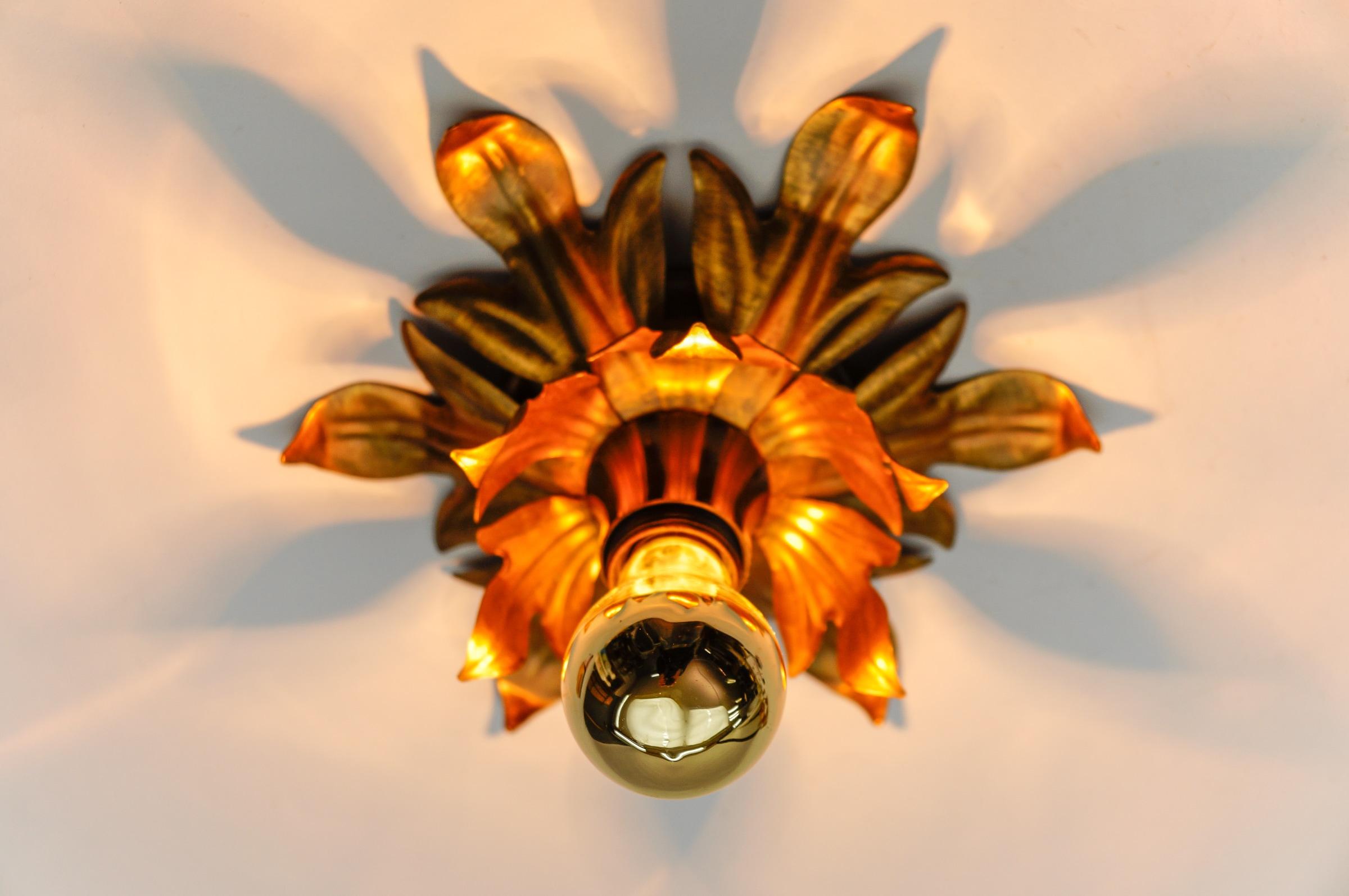 Metal Lovely Petit Gilded Florentine Ceiling Lamp by Kögl, Germany, 1960s For Sale