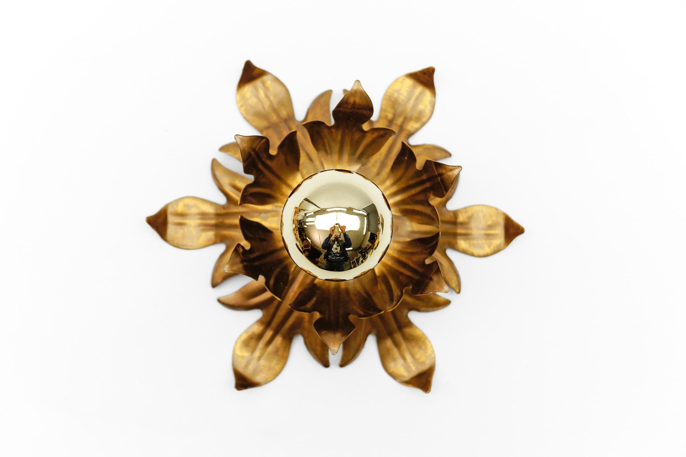 Lovely Petit Gilded Florentine Ceiling Lamp by Kögl, Germany, 1960s For Sale 1
