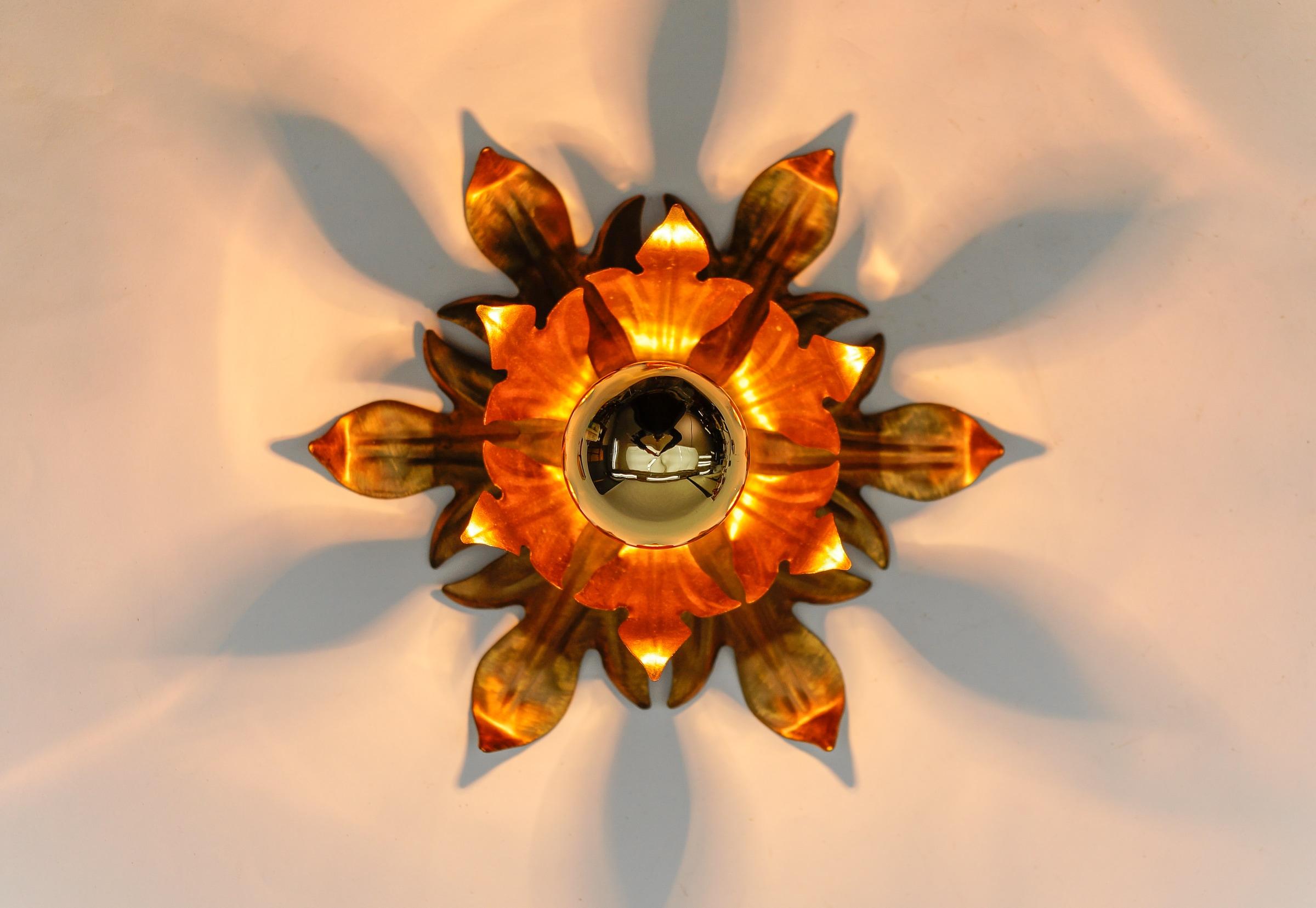 Lovely Petit Gilded Florentine Ceiling Lamp by Kögl, Germany, 1960s For Sale 2