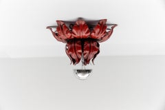 Lovely petit red florentine ceiling lamp by Kögl, Germany, 1960s