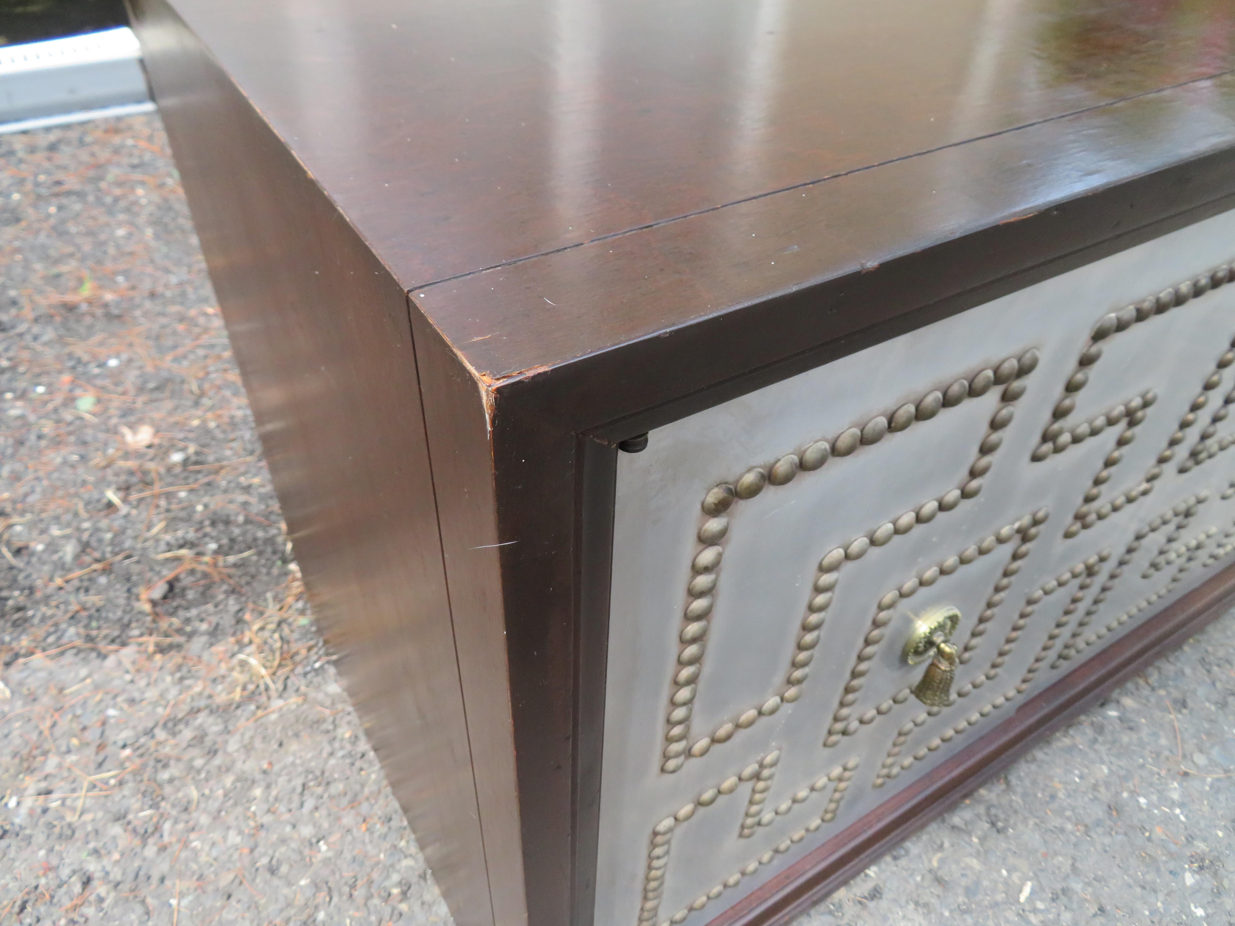 Lovely Petite Parzinger Style Studded Console Credenza Mid-Century Modern For Sale 10