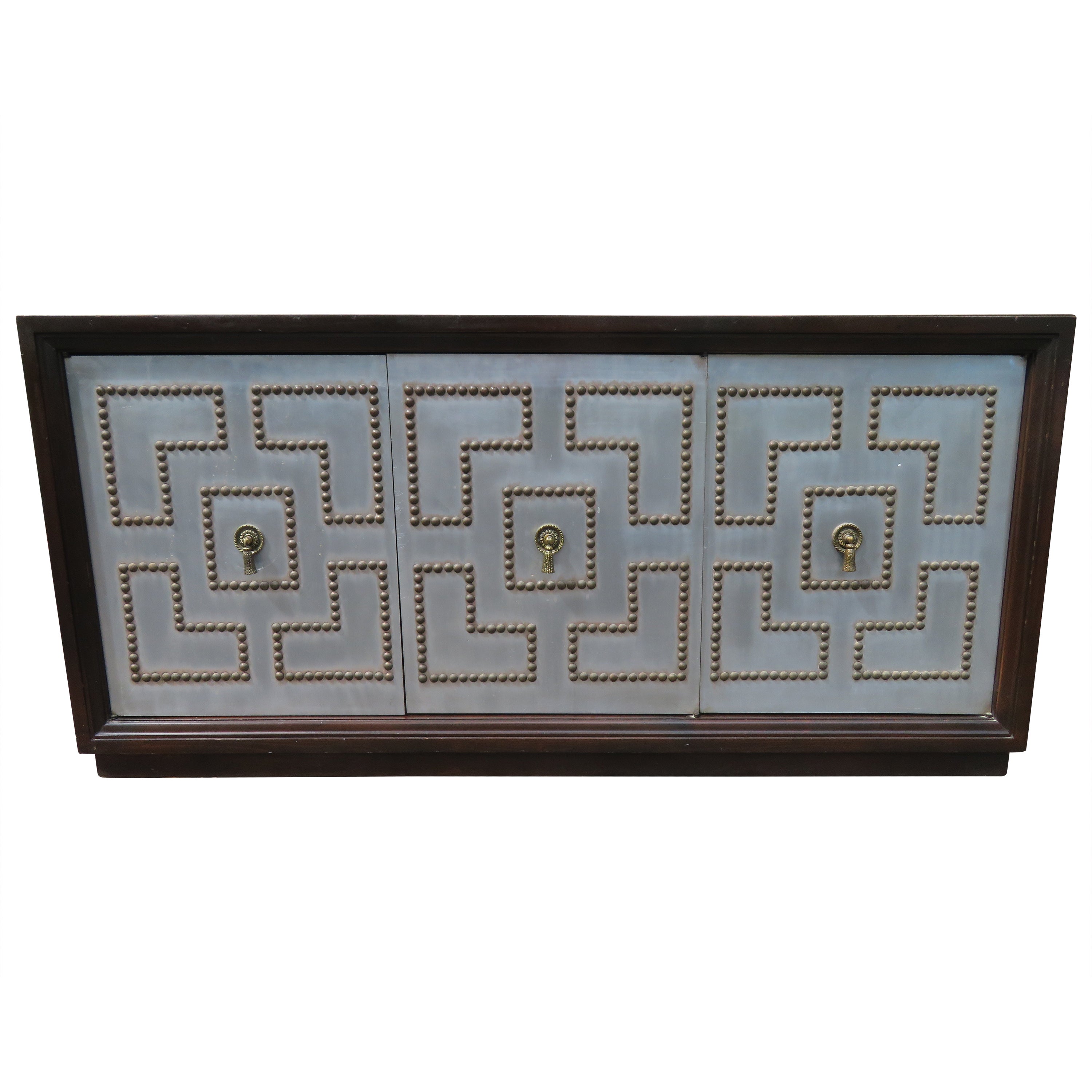 Lovely Petite Parzinger Style Studded Console Credenza Mid-Century Modern
