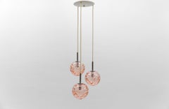Hübsche rosa Murano Glas Kugel Anhänger Cascade Lampe von Doria, - 1960er Jahre Deutschland