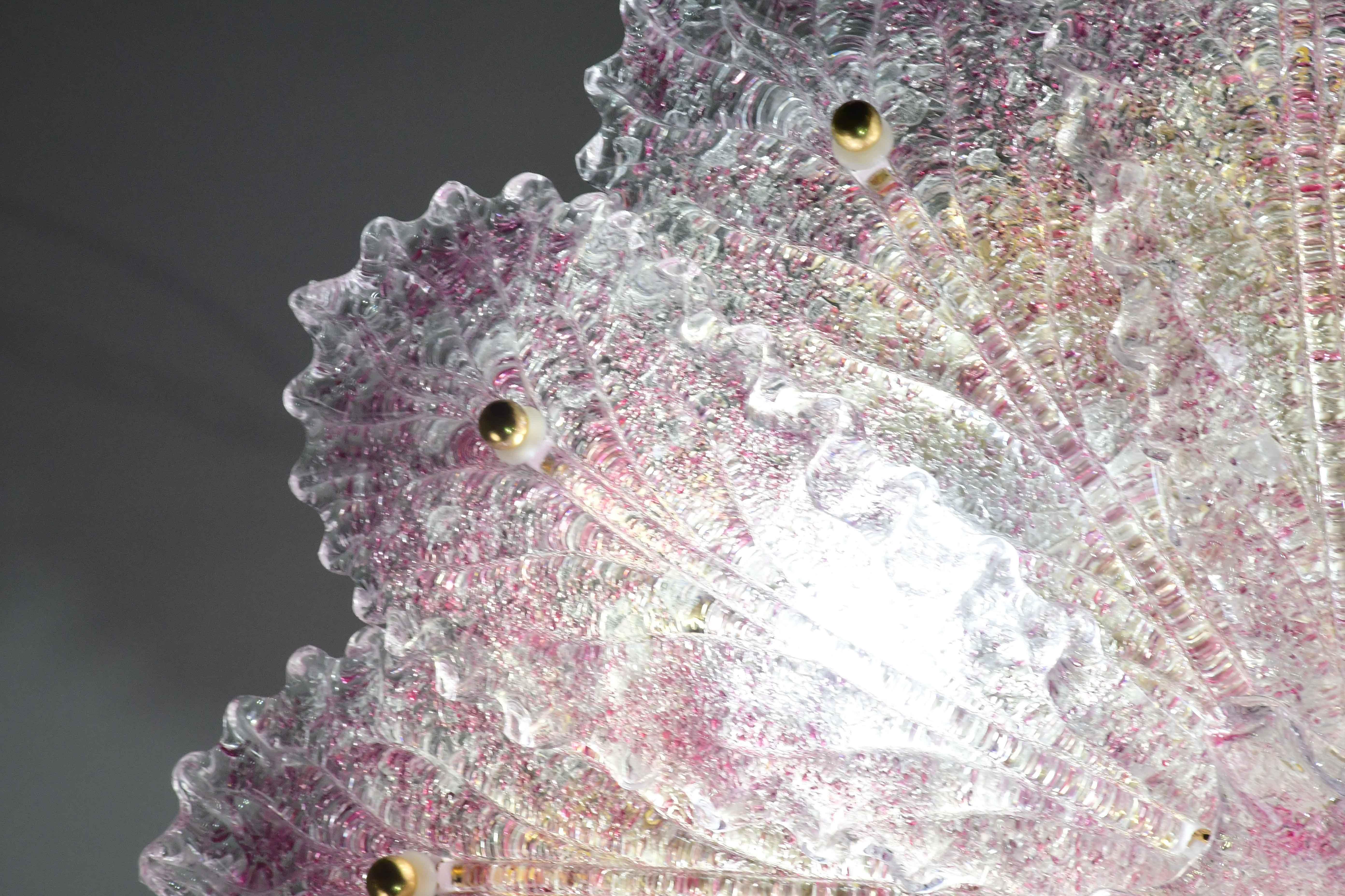 Hübsche rosa Murano-Glas-Deckenleuchte oder -Kronleuchter, 1980 im Angebot 5