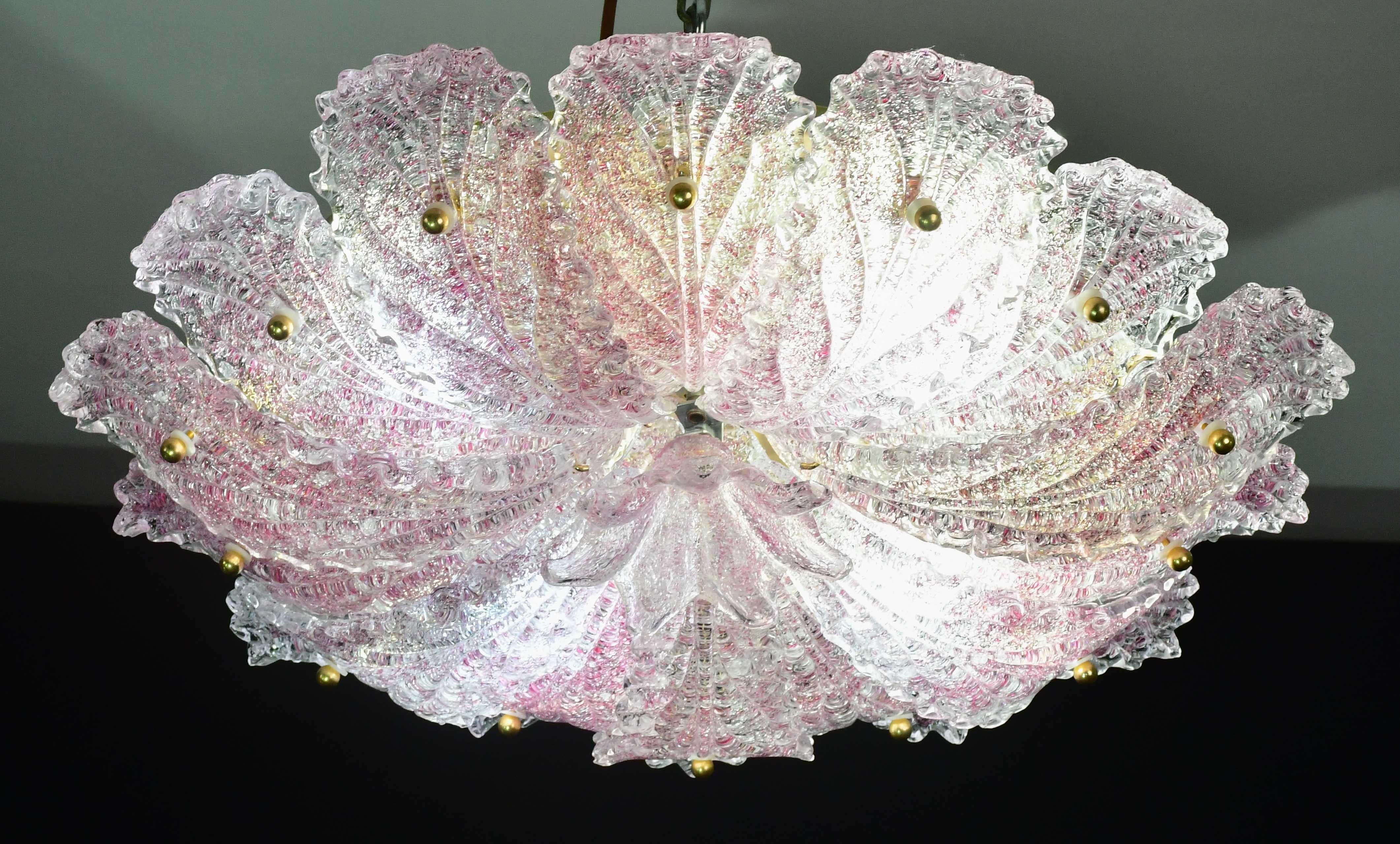 Hübsche rosa Murano-Glas-Deckenleuchte oder -Kronleuchter, 1980 im Zustand „Gut“ im Angebot in Roma, IT