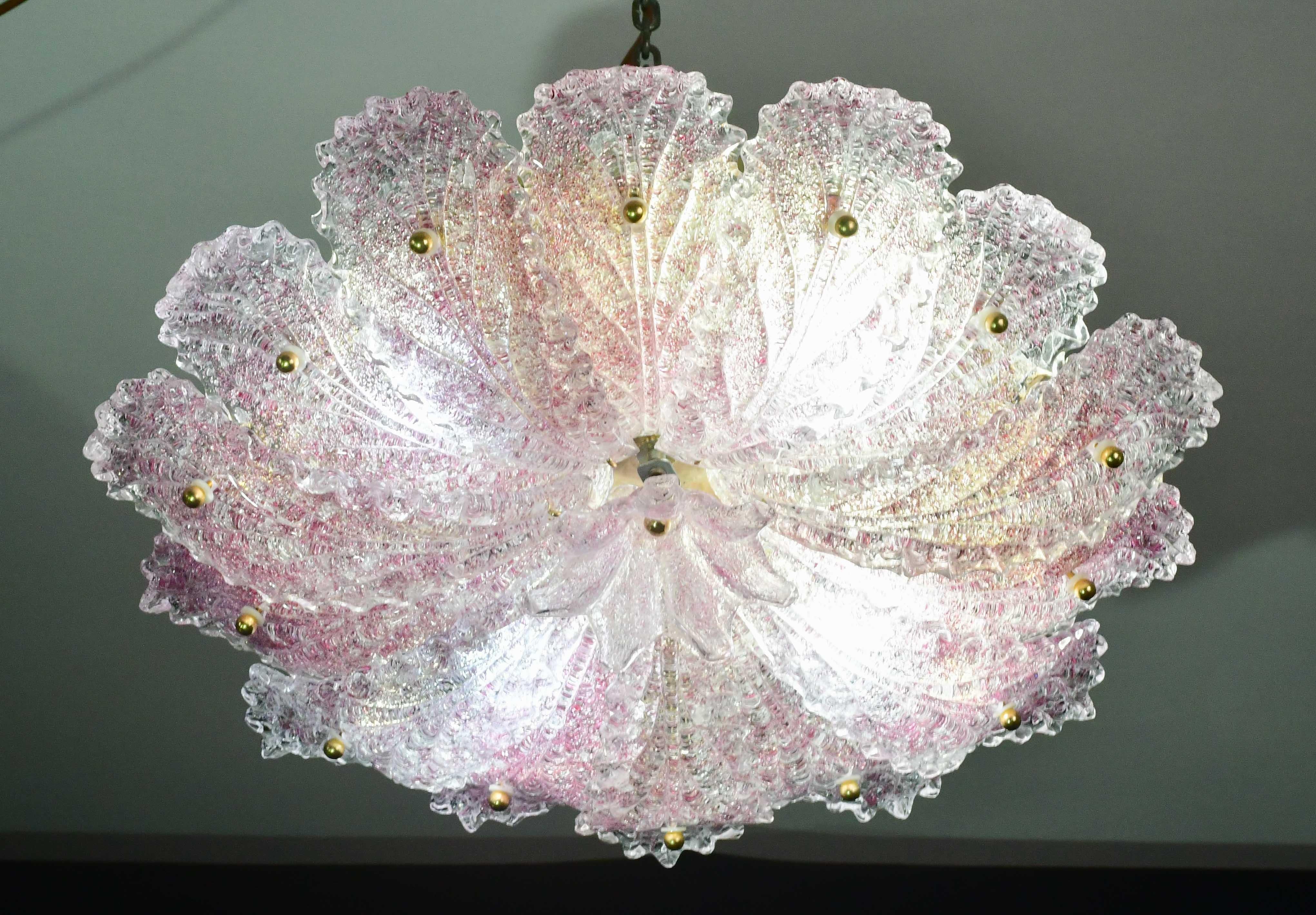 Hübsche rosa Murano-Glas-Deckenleuchte oder -Kronleuchter, 1980 (Muranoglas) im Angebot