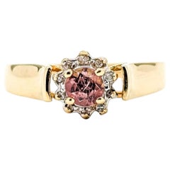 Lovely Pink Tourmaline & Diamond Ring in 14k Yellow Gold