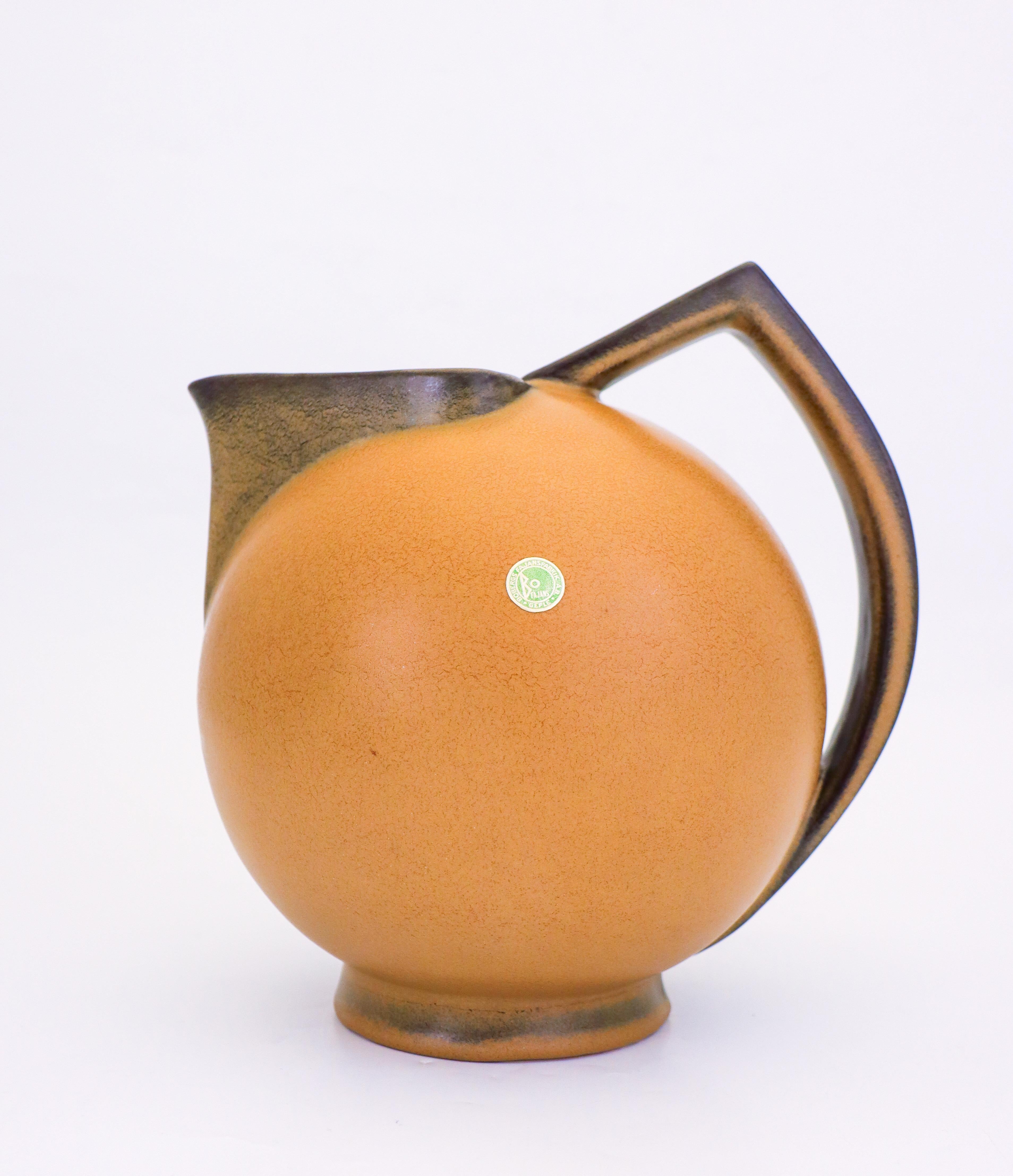 Glazed Lovely Pitcher Ceramics Ewald Dahlskog 1930s, Bo Fajans, Sweden For Sale