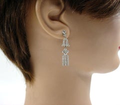Lovely Platinum Vintage Antique 3-Tier 1.15 ct Diamond Drop Earrings