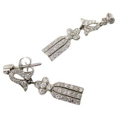 Lovely Platinum Vintage Antique 3-Tier 1.15 ct Diamond Drop Earrings