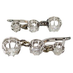 Preciosos Pendientes de Platino Vintage Antiguo de 3 hileras de diamantes de 1,15 ct