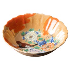 Lovely Porcelain Plate with Handpainted Nature Inspired Decorations
