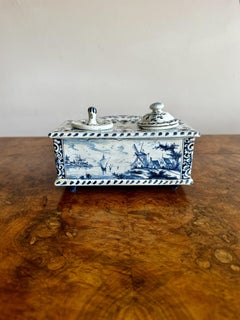 Lovely quality antique Dutch Delft inkstand