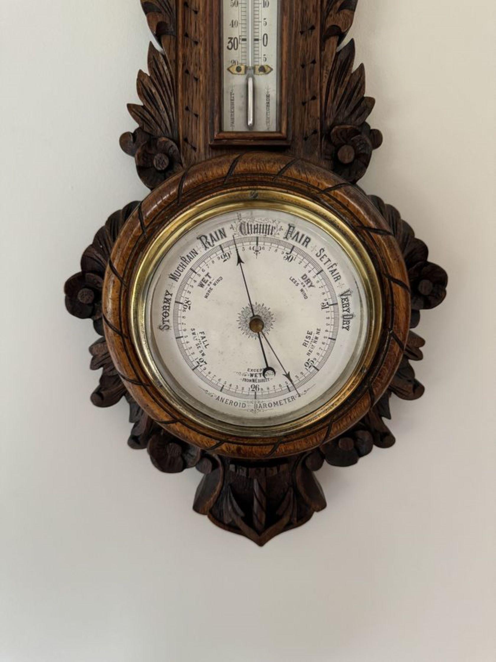 Lovely Qualität antiken Edwardian geschnitzt Eiche Banjo Uhr Barometer im Zustand „Gut“ im Angebot in Ipswich, GB