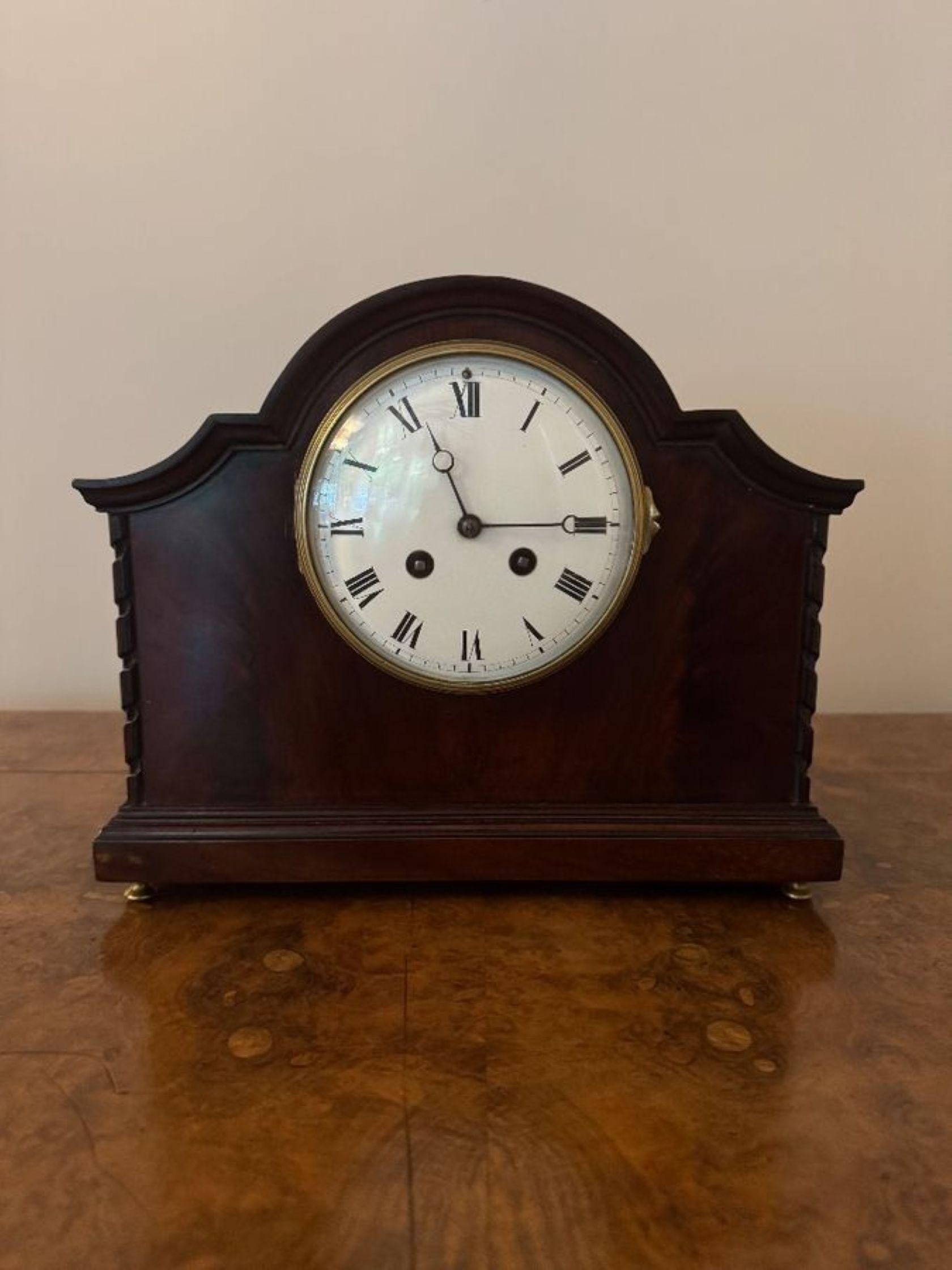 Schöne Qualität antike Edwardian Mahagoni Mantel Uhr im Zustand „Gut“ im Angebot in Ipswich, GB