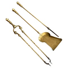 Lovely quality antique Edwardian set of brass fire irons