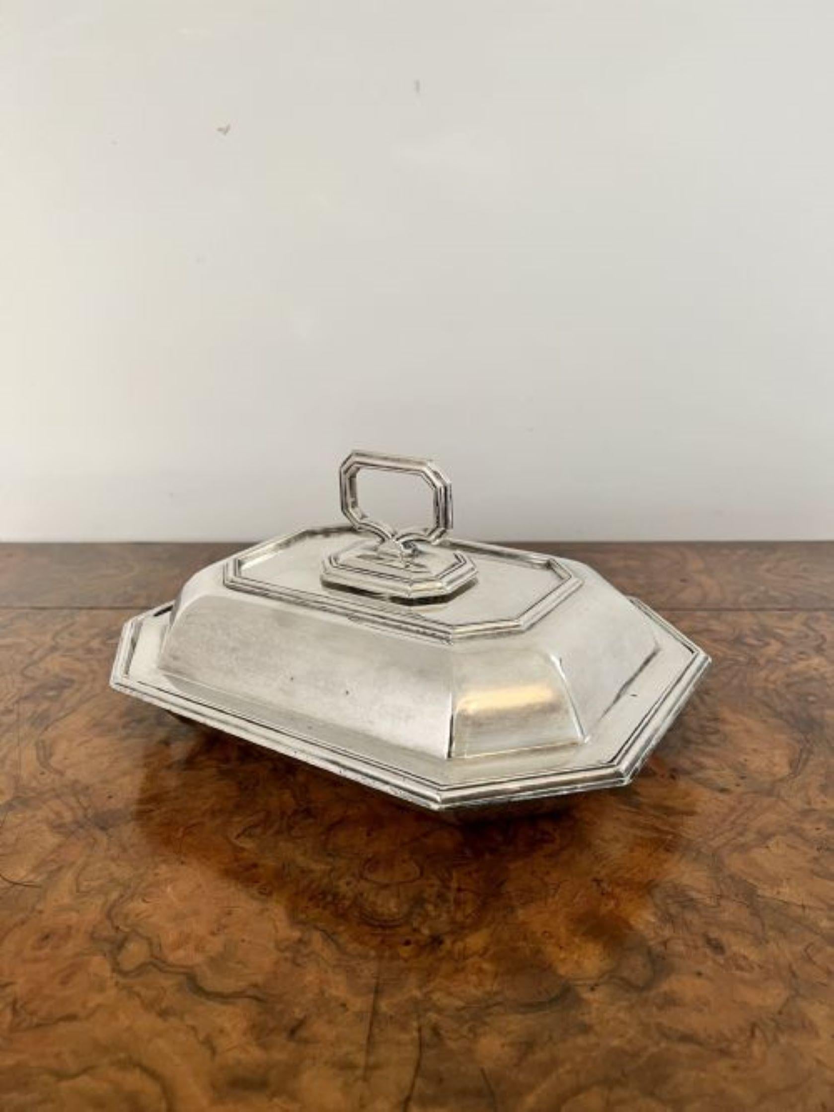 Silver Plate Lovely quality antique Edwardian silver plated rectangular entree dish  For Sale