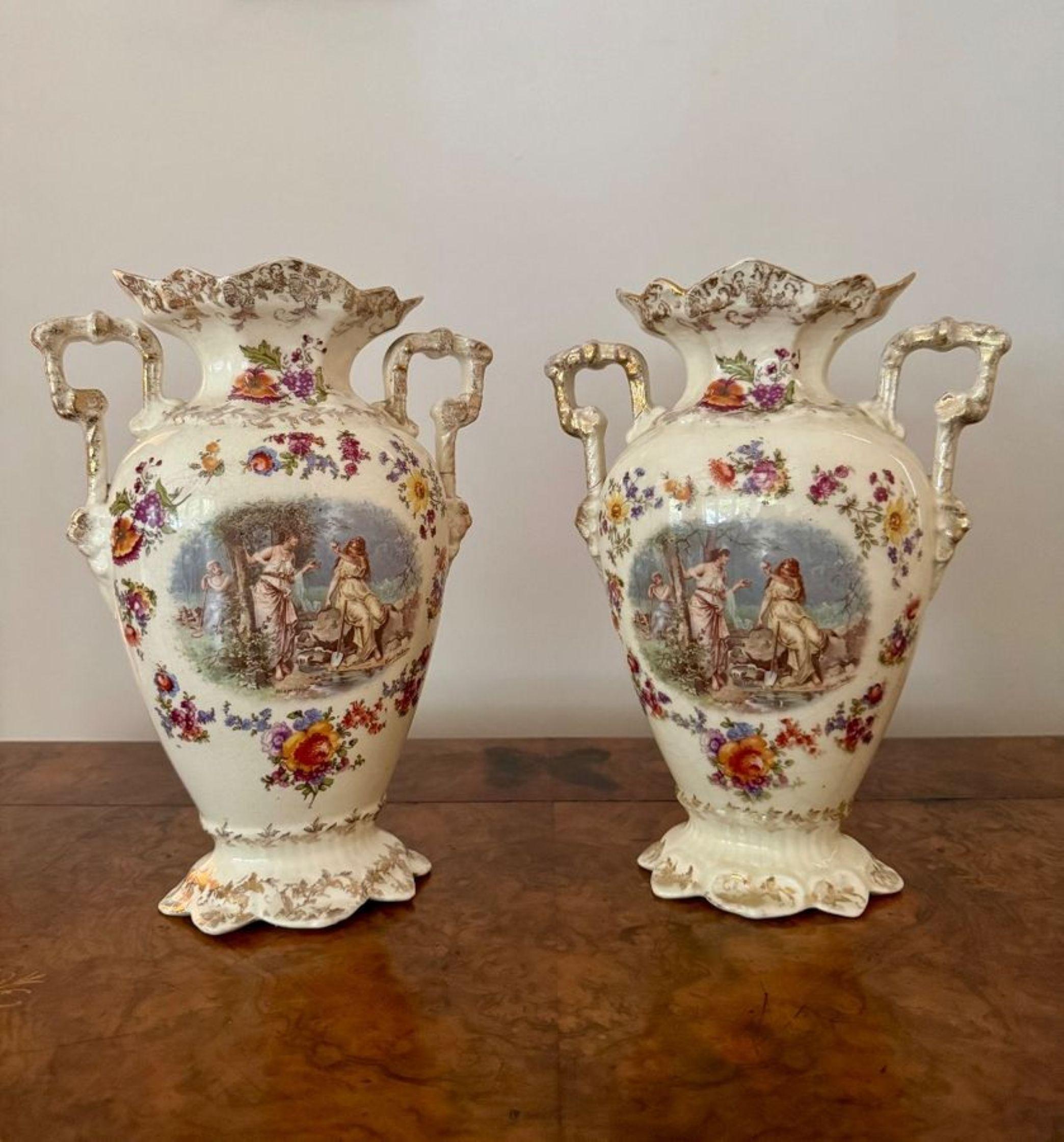 British Lovely quality antique late 19th century porcelain mantle clock garniture set For Sale