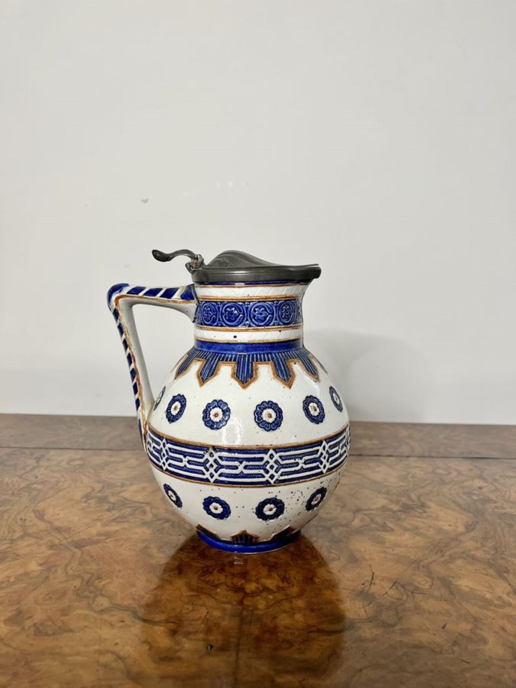 19th Century Lovely quality antique majolica jug  For Sale
