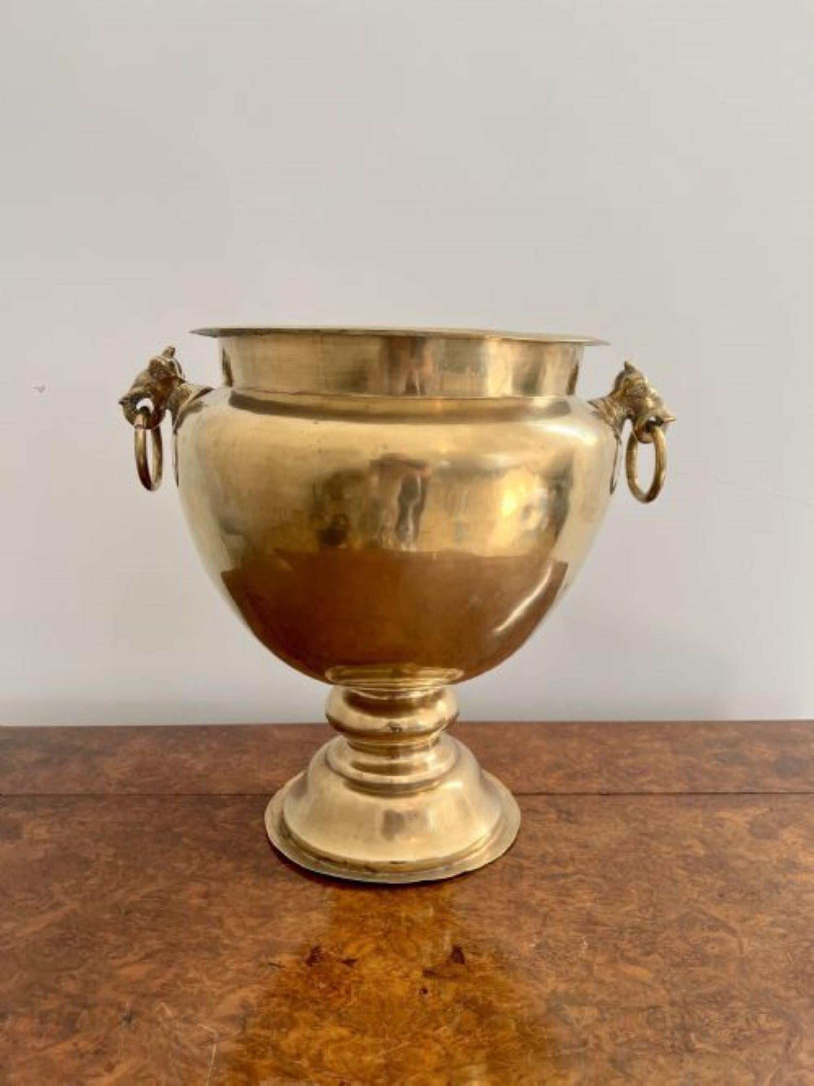 19th Century Lovely quality antique Victorian brass champagne bucket on a stand 