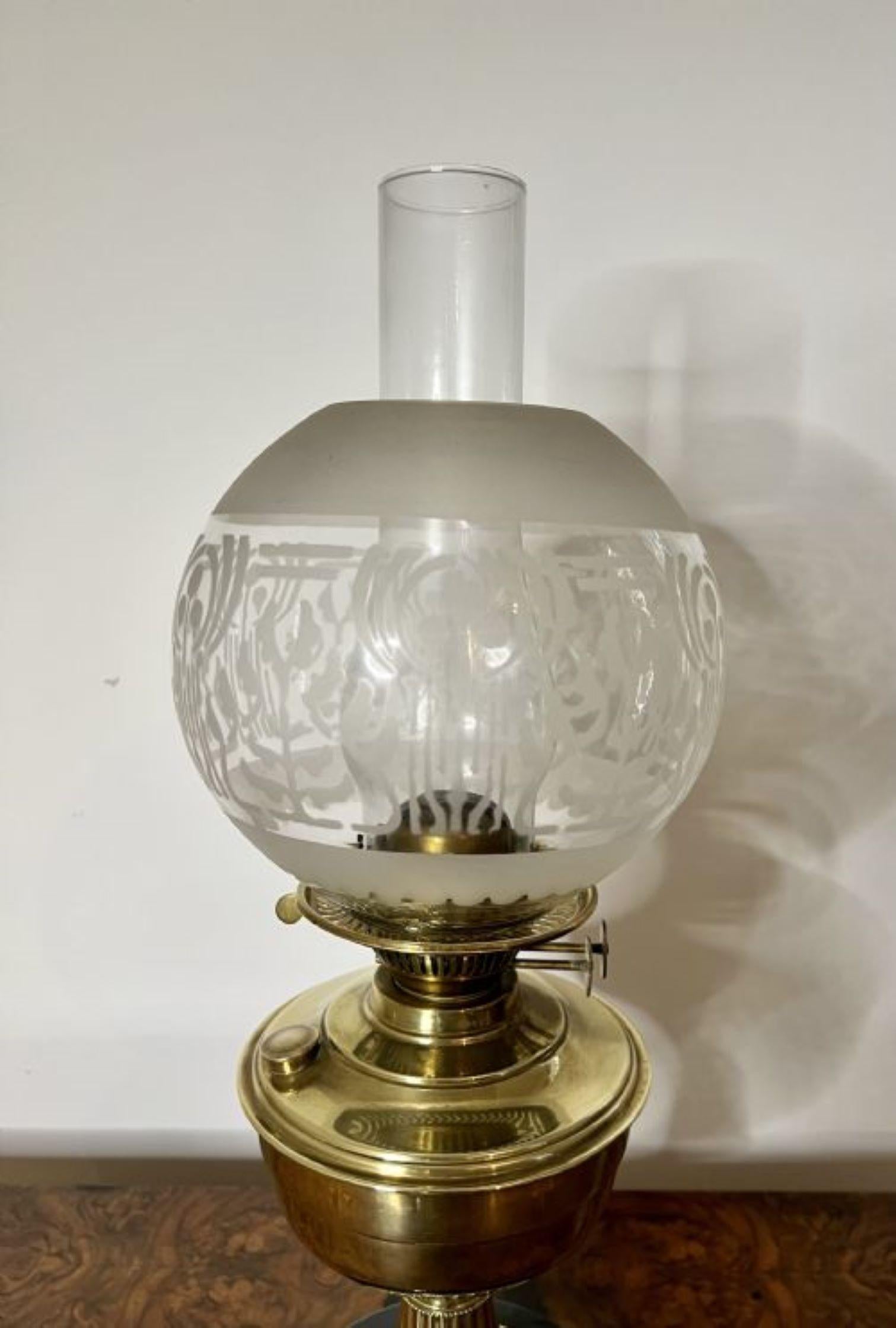19th Century Lovely quality antique Victorian brass oil lamp  For Sale