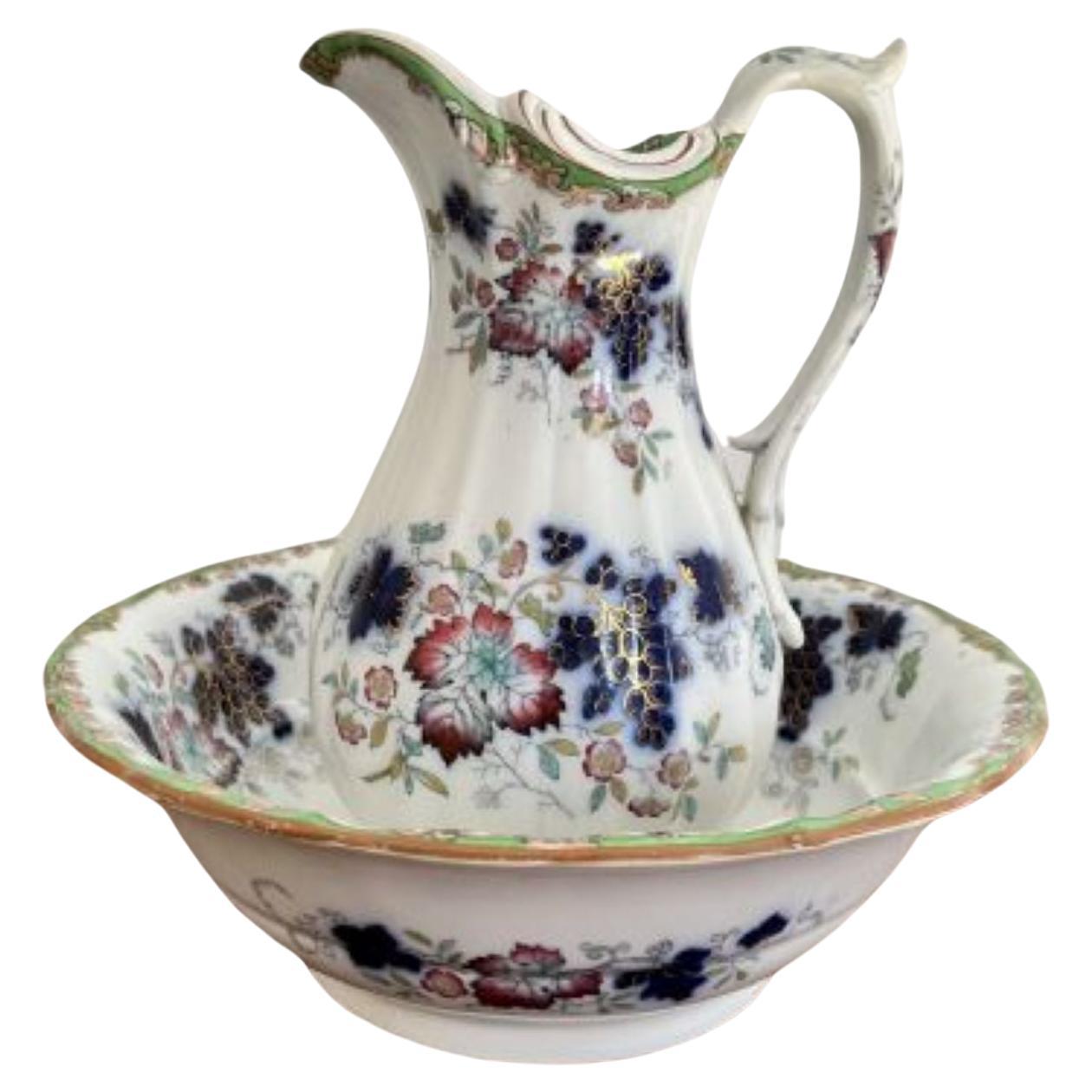 Lovely quality antique Victorian jug and bowl set For Sale