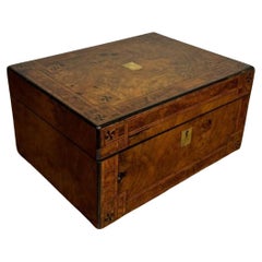 Lovely quality Antique Victorian walnut inlaid sewing box