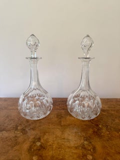 Schöne Qualität Paar antike Edwardian Glas Karaffen