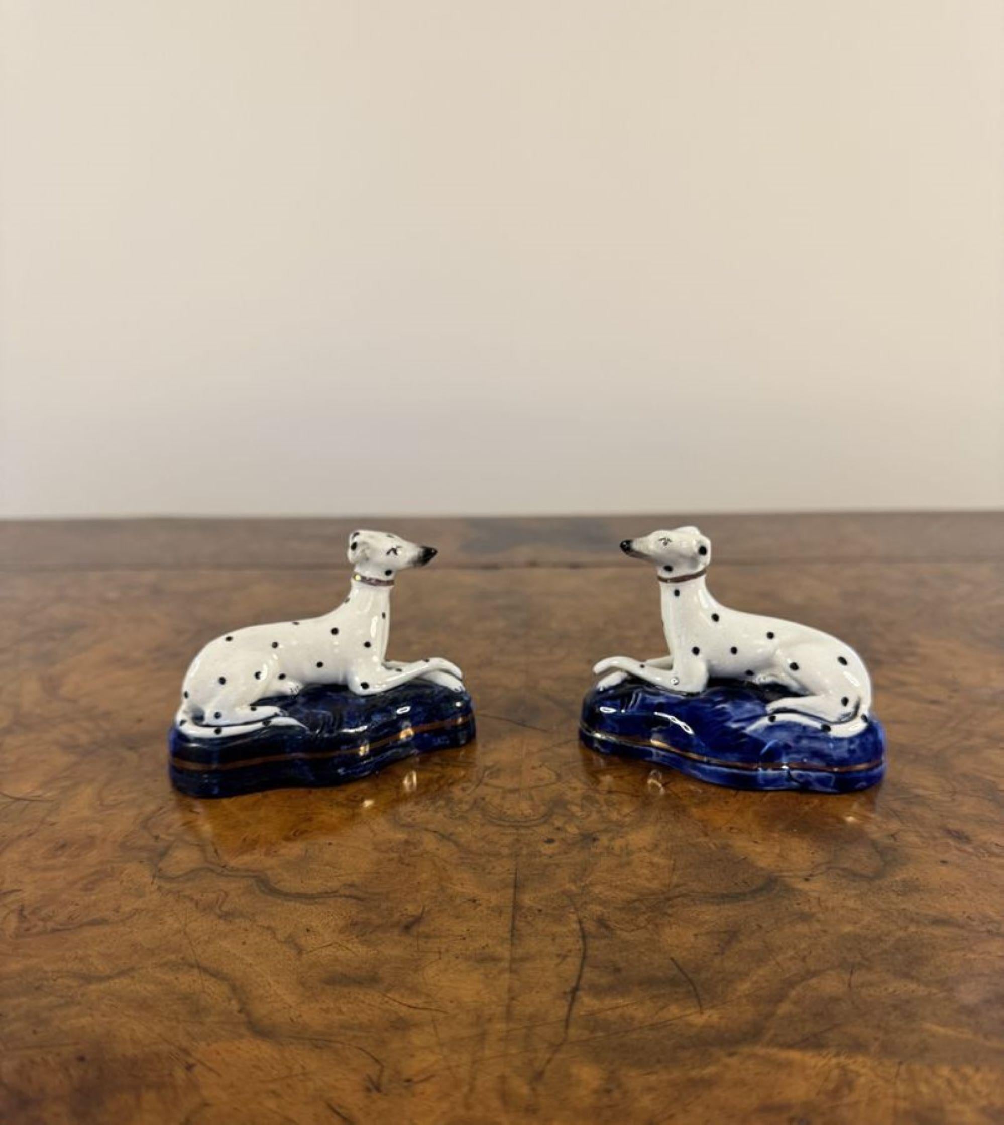 Early Victorian Lovely quality pair of antique Victorian Staffordshire Dalmatians