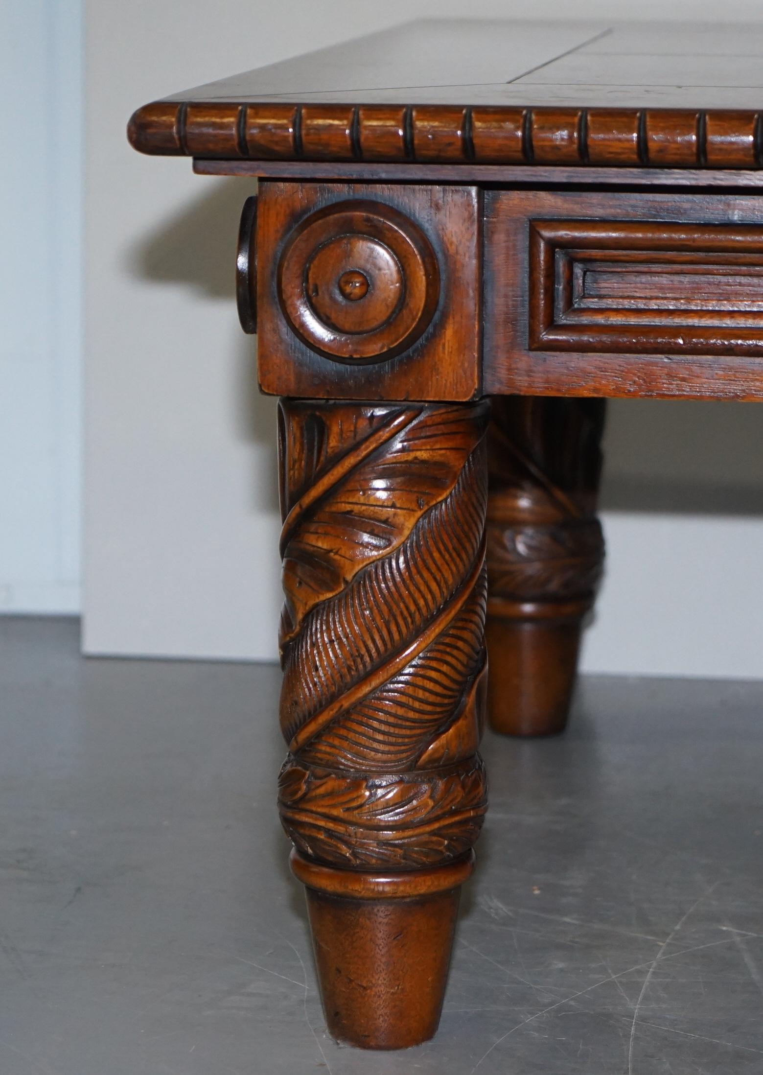 Lovely Ralph Lauren American Hardwood Carved Wood Coffee Cocktail Table Must See For Sale 4