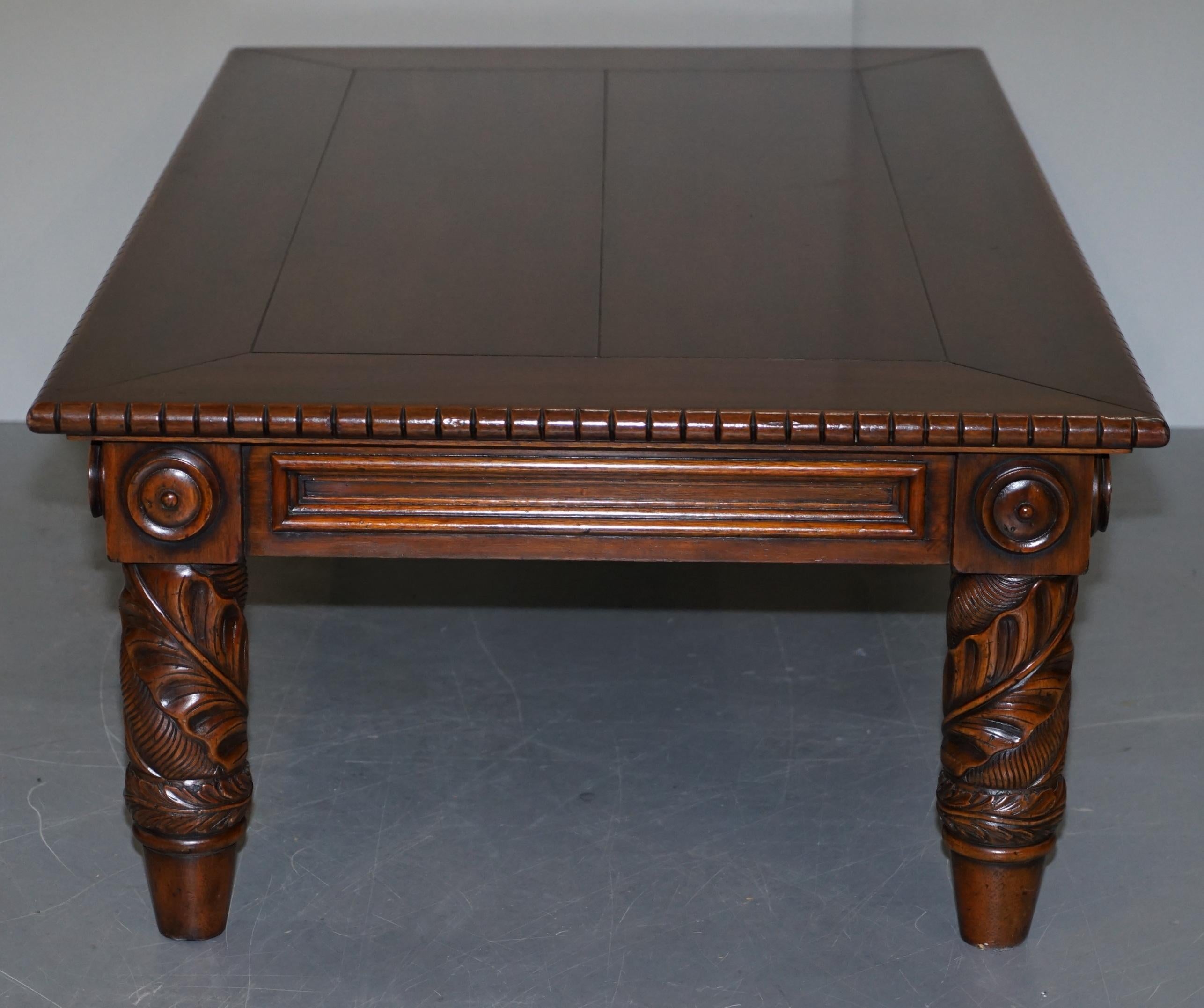 Lovely Ralph Lauren American Hardwood Carved Wood Coffee Cocktail Table Must See For Sale 9