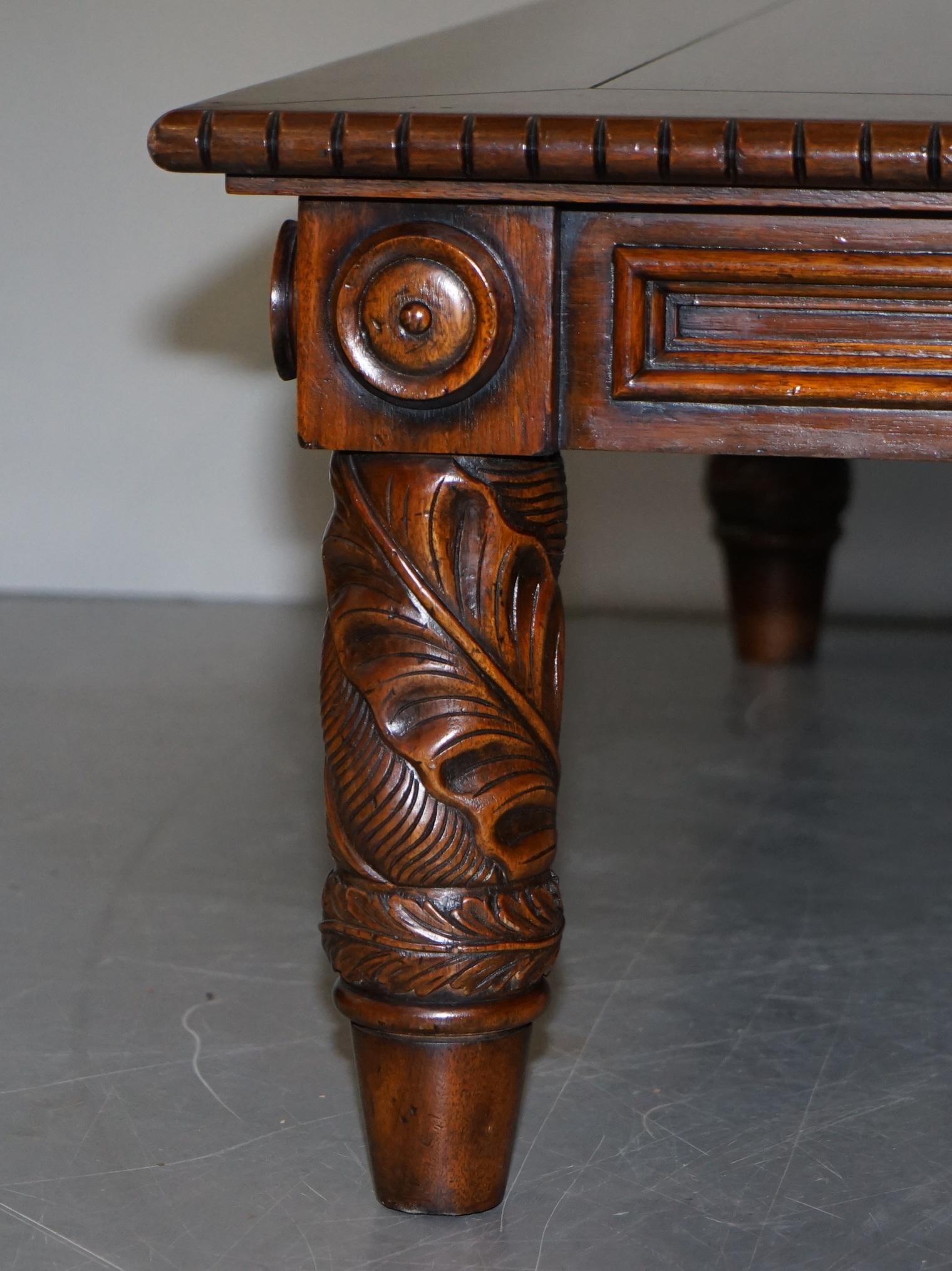 Lovely Ralph Lauren American Hardwood Carved Wood Coffee Cocktail Table Must See For Sale 10