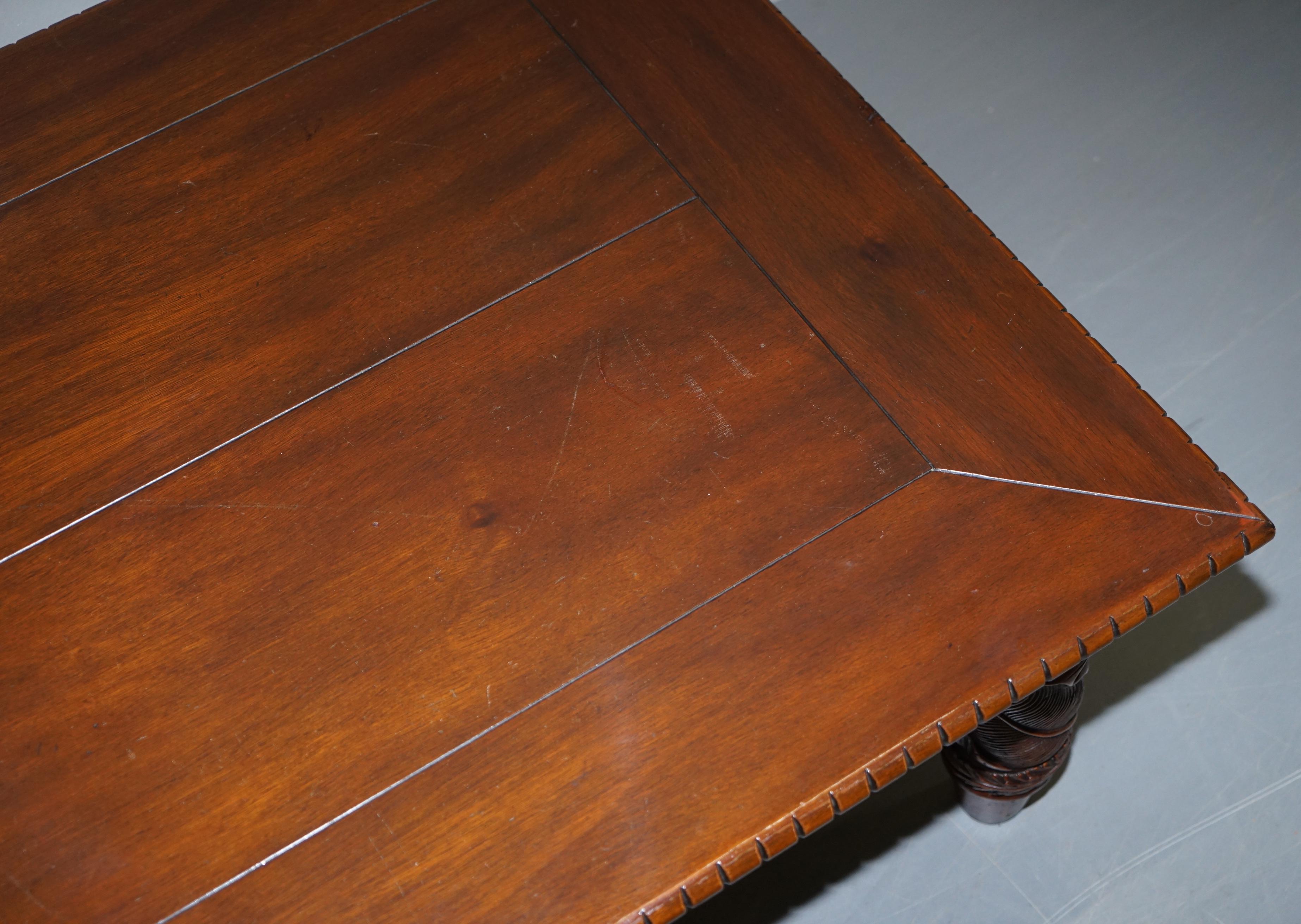 Hand-Crafted Lovely Ralph Lauren American Hardwood Carved Wood Coffee Cocktail Table Must See For Sale