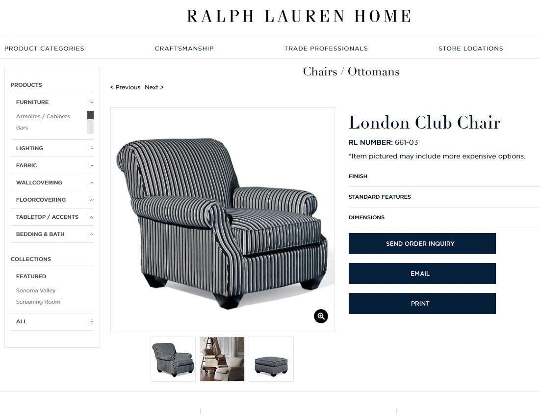 We are delighted to this lovely RRP £7520 Ralph Lauren The London Club armchair is RL Chequered upholstery

A very comfortable large club armchair made by the great Ralph Lauren, they’re seating is some of the finest you can find on todays