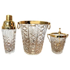 Lovely Rare 1960s Val St Lambert Crystal and Gold-Plated Cocktail Set