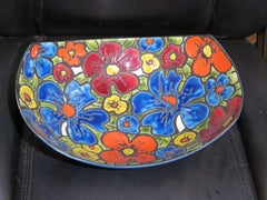 Lovely Rare Beautiful Rare Original Italian Majolica Large Flower Plate Bowl