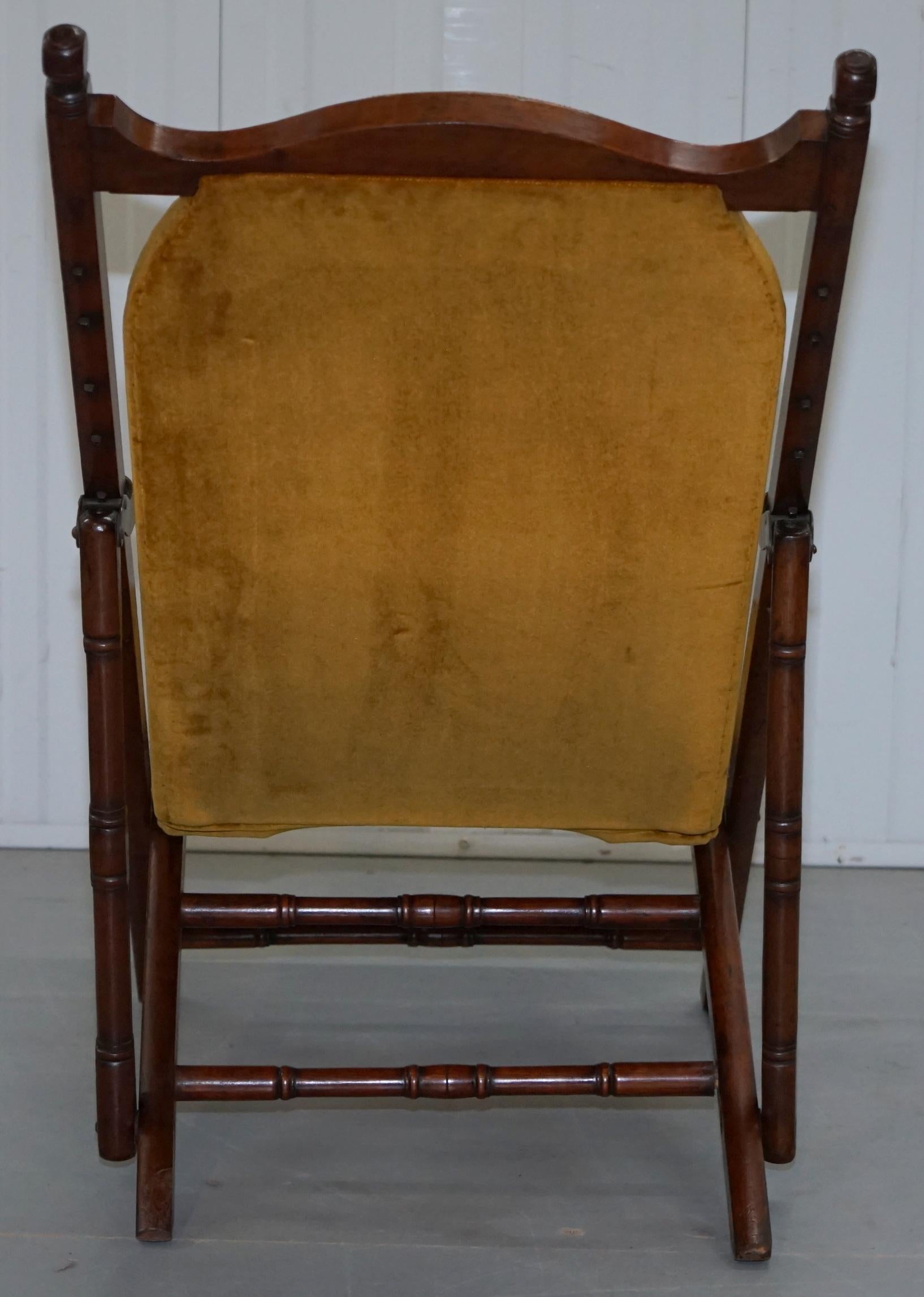 Lovely Rare Victorian 1890 Military Campaign Folding Armchair Very Comfortable 4