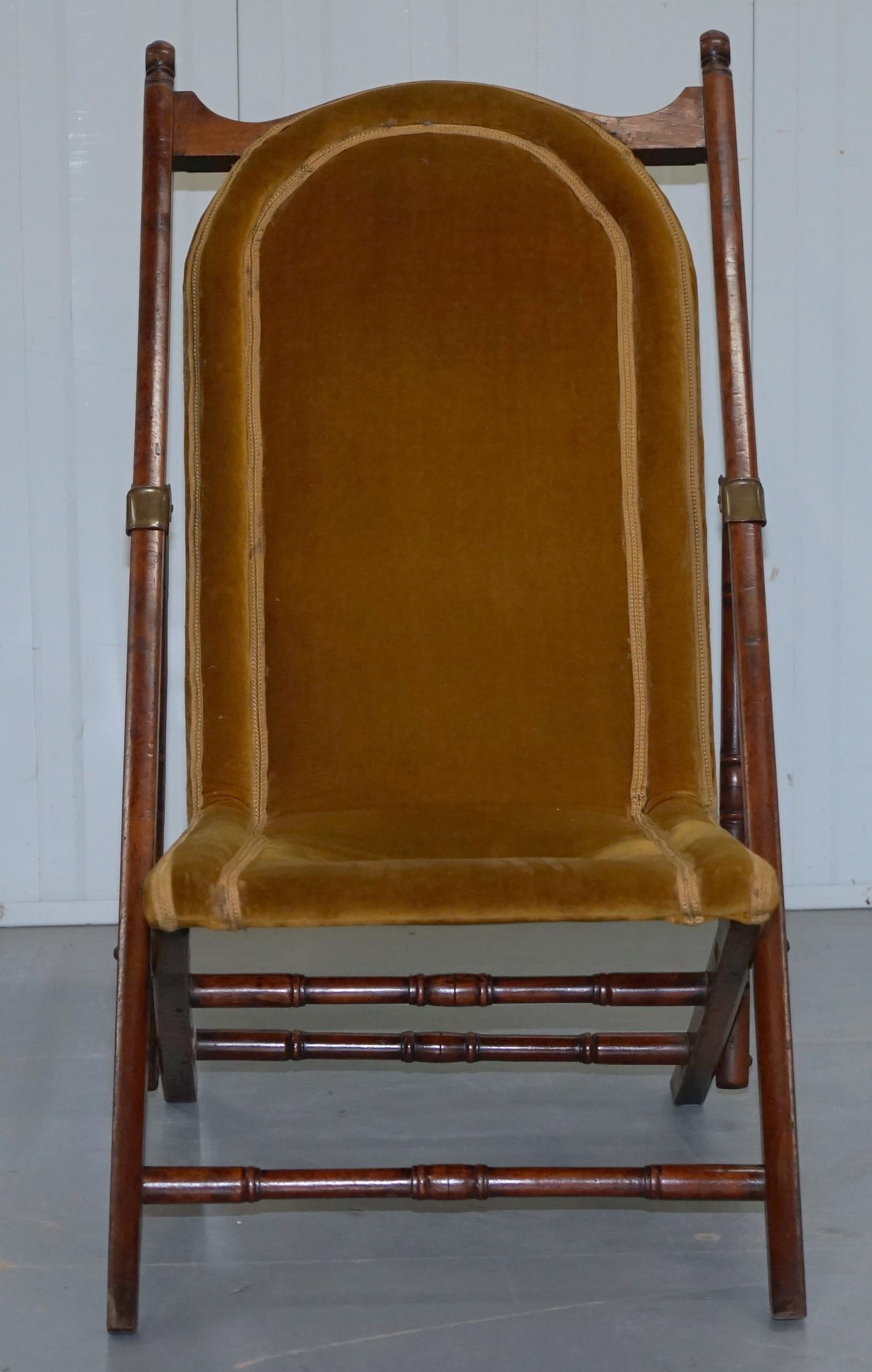 We are delighted to offer for sale this lovely original handmade in England Victorian circa 1880 Military Campaign folding armchair

A very comfortable and well made piece, this is the ideal reading or NAP chair, it has such a lovely seating