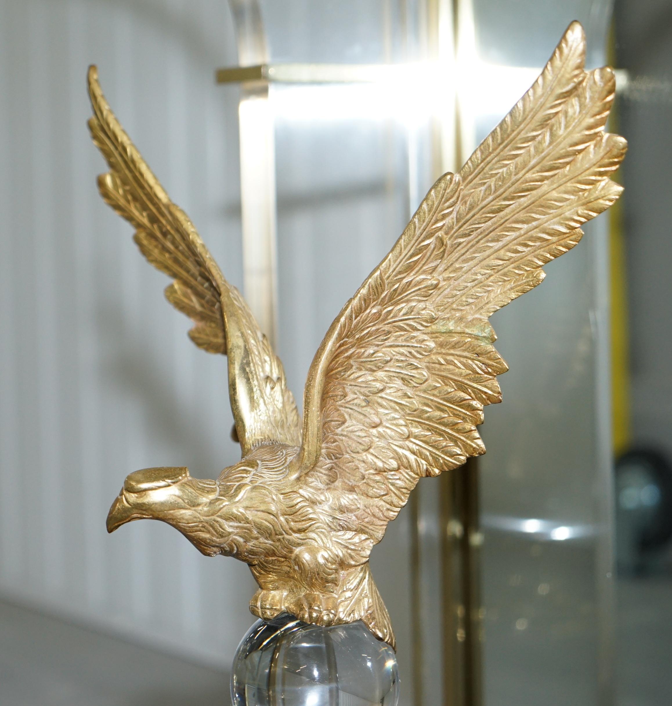 Lovely Rare Vintage Lucite Console Table with Bronzed Eagles Highly Decorative 6