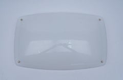 Preciosa y rara lámpara de pared o techo en plexiglás y metal perforado, años 50