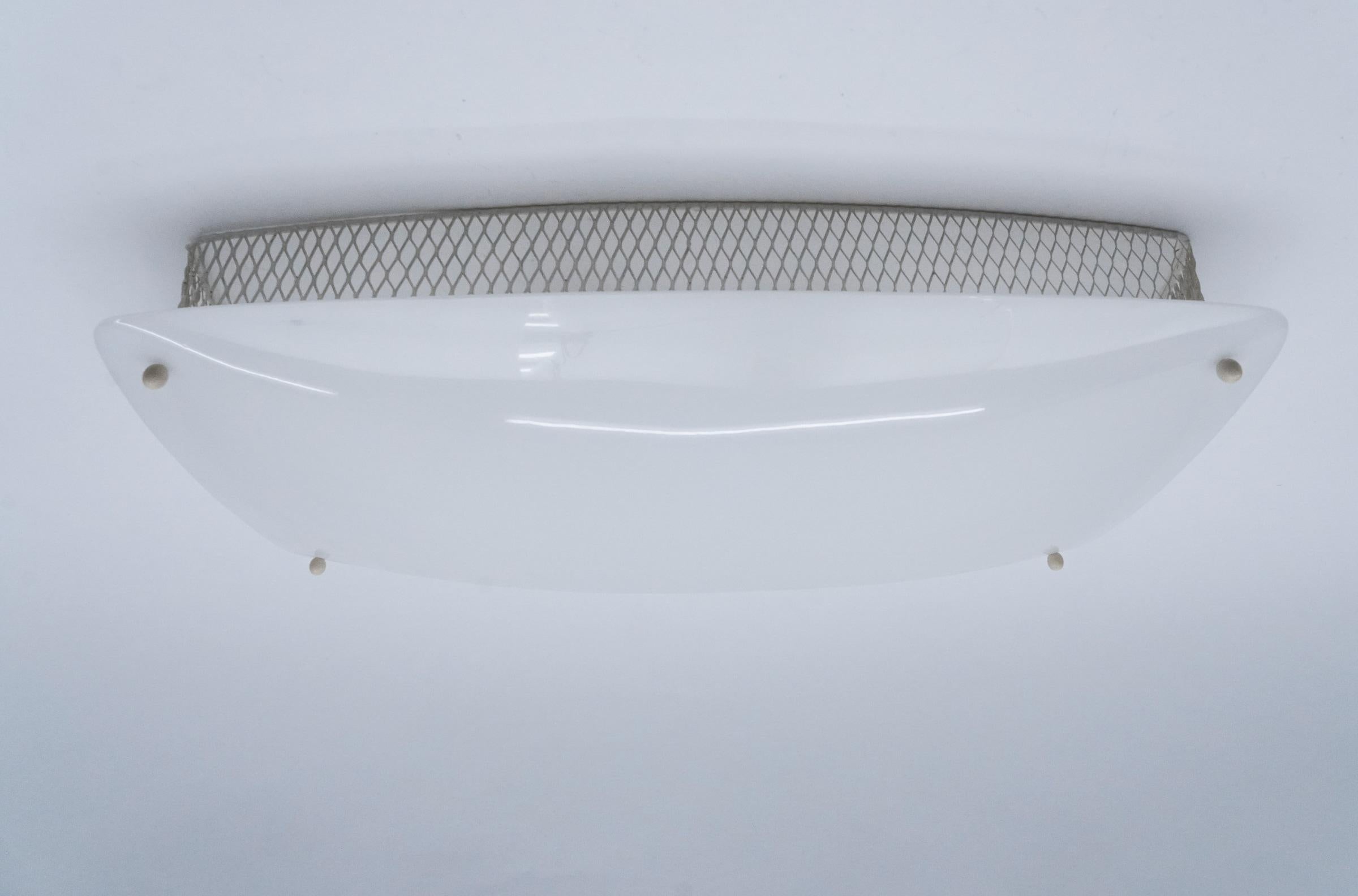 Lovely Rare Wall or Ceiling Lamp in Plexiglass and Perforated Metal, 1950s For Sale 1