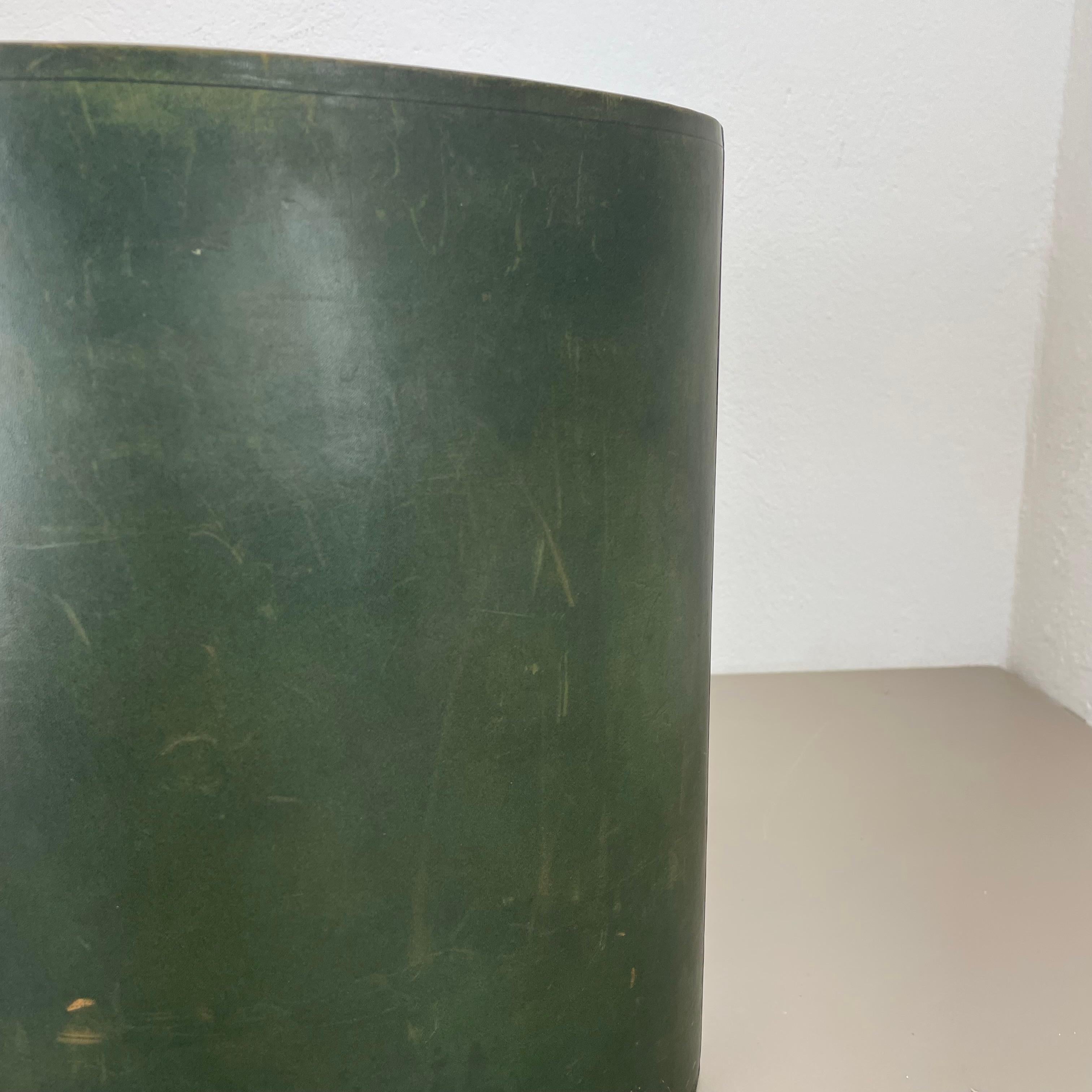 lovely real green leather paper bin basket Auböck Style, Germany 1970s For Sale 6