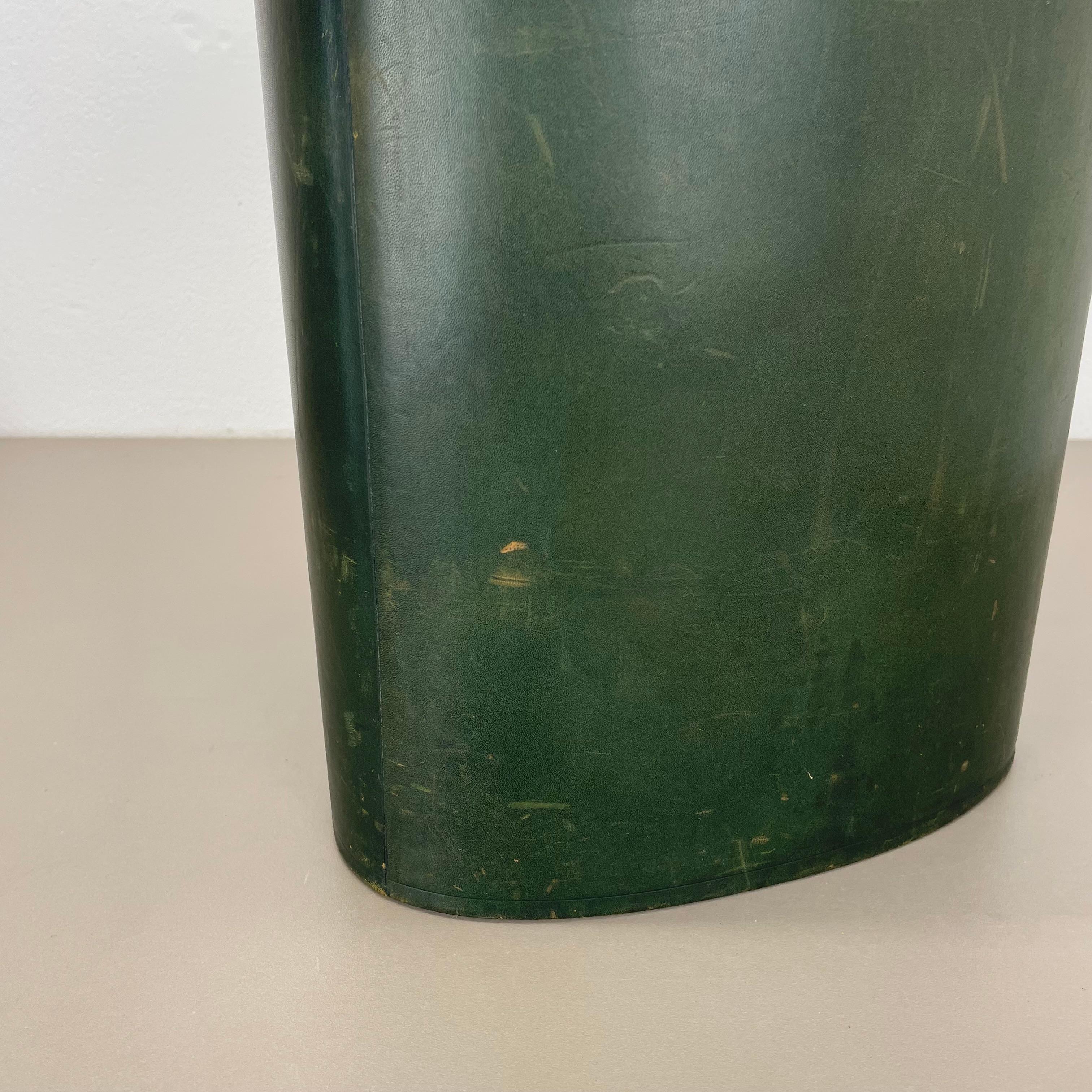lovely real green leather paper bin basket Auböck Style, Germany 1970s For Sale 7